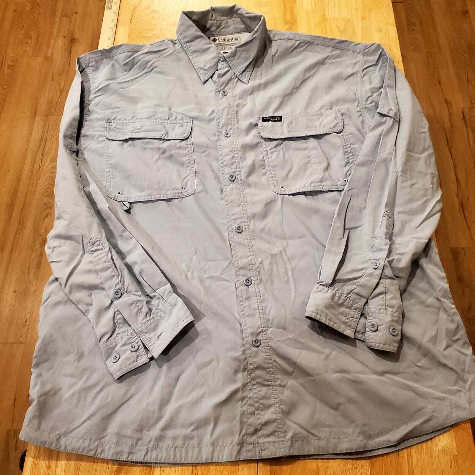 Blue Columbia GRT Long Sleeve Nylon/Polyester Button Down XL