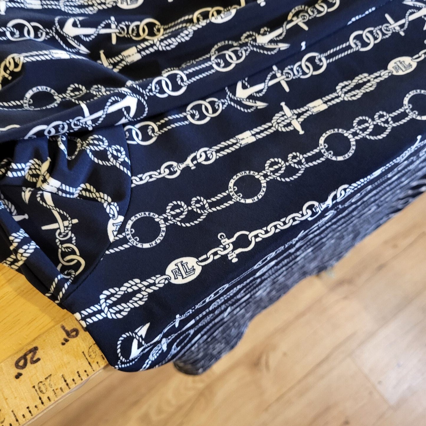 Ralph Lauren Blue Nautical Bardot Off the Shoulder Blouse Navy Large Side Slit
