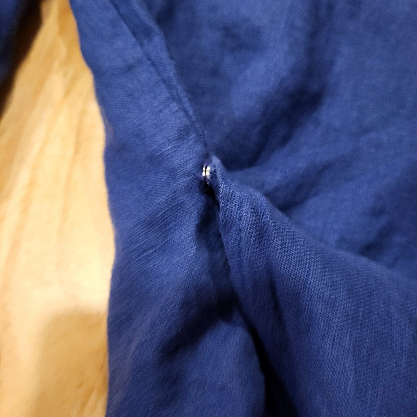 R. G. Kane Rosie Wrap Blouse Blue XS 100% Linen Made in USA 18" P2P