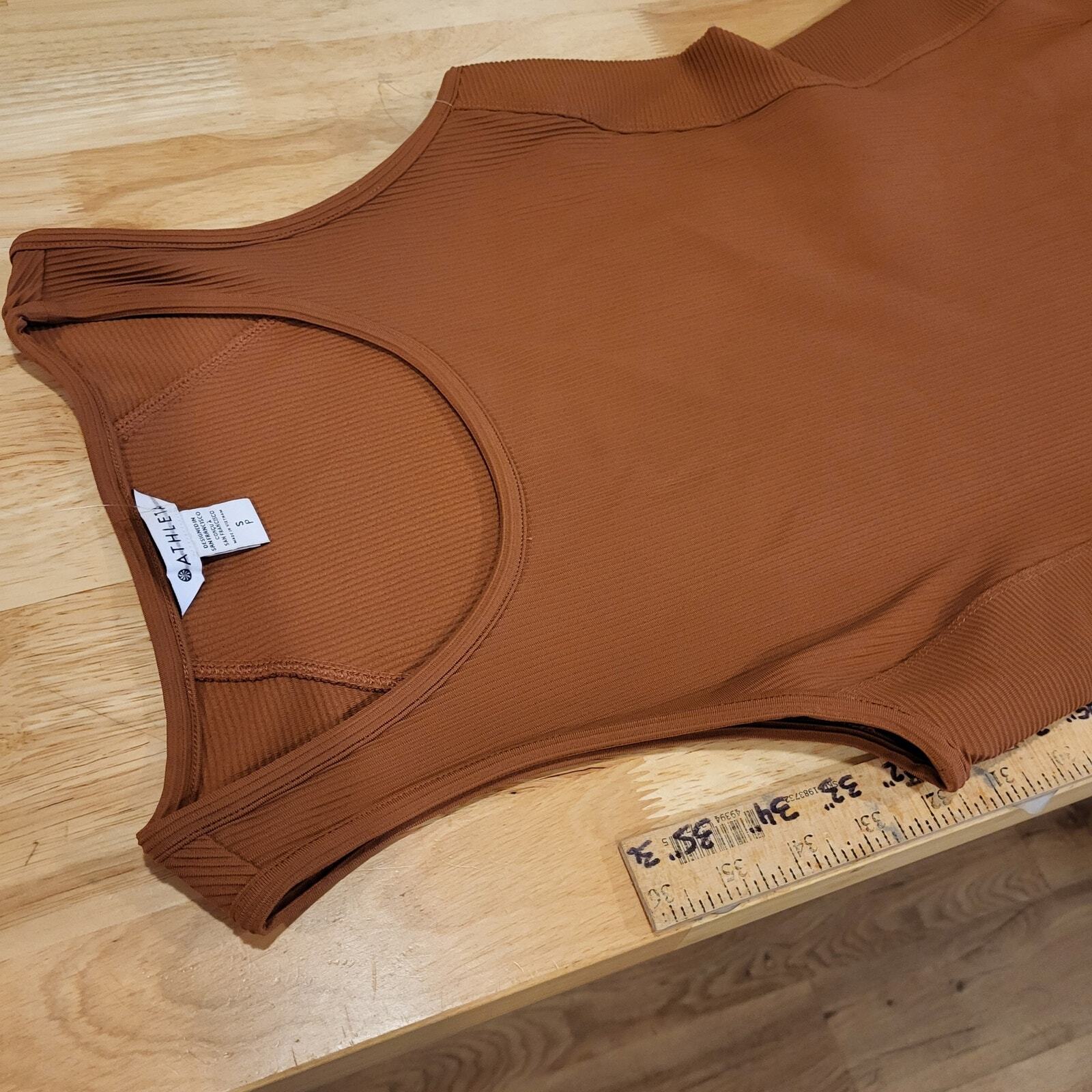 Brown Rust Ribbed Athleta Tank Dress Small 16" P2P 40" Long