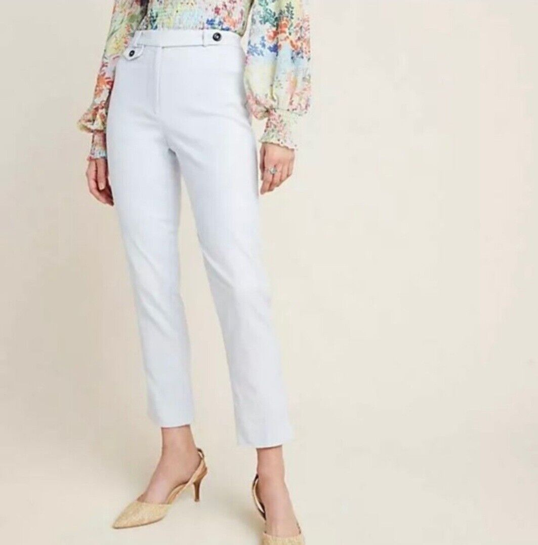 Anthropology The Essential Slim Pant Beige  Size 8 32" Waist 11" Rise 27" Inseam