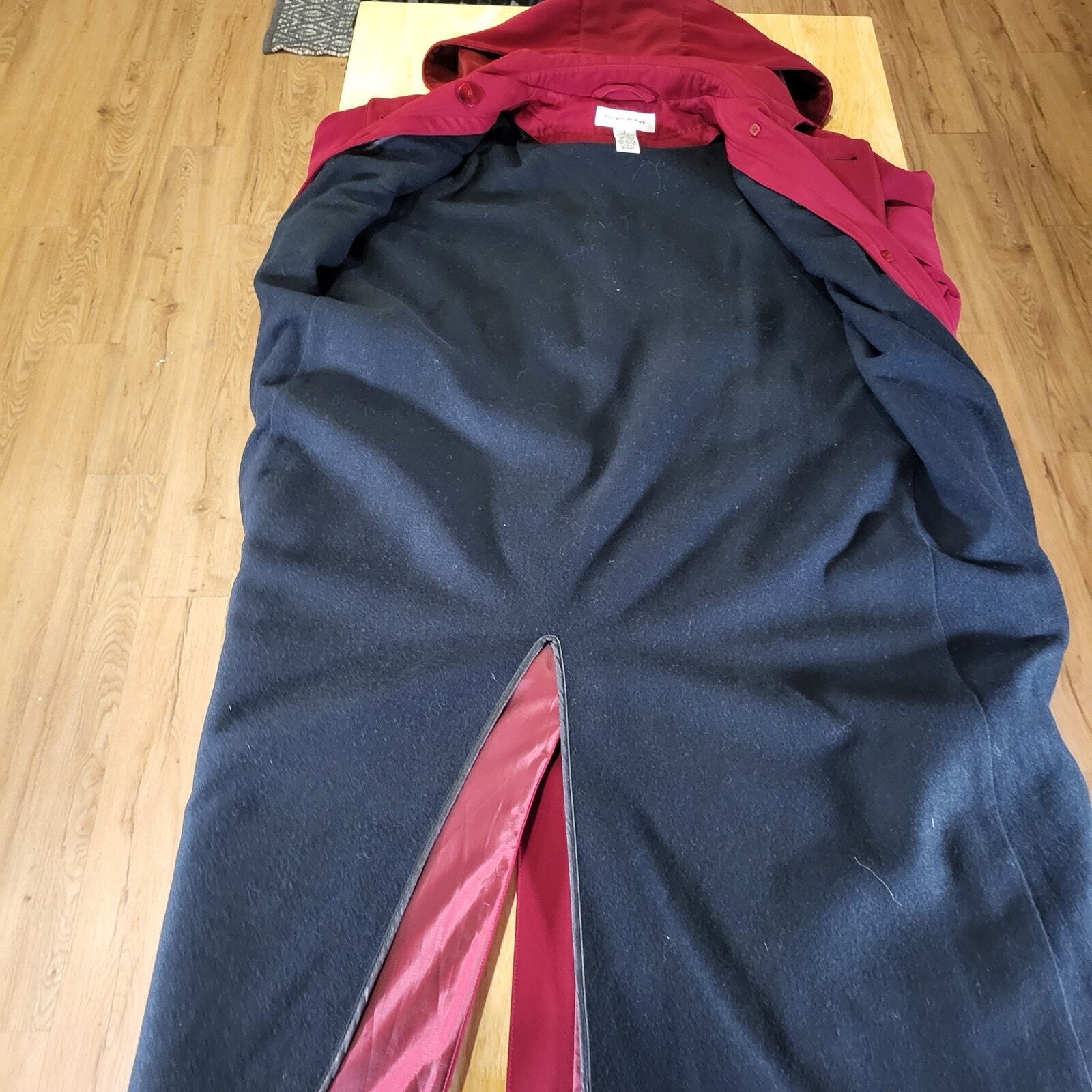 Preston & York Red Hooded Trench Removable Lining Size 6 24" P2P