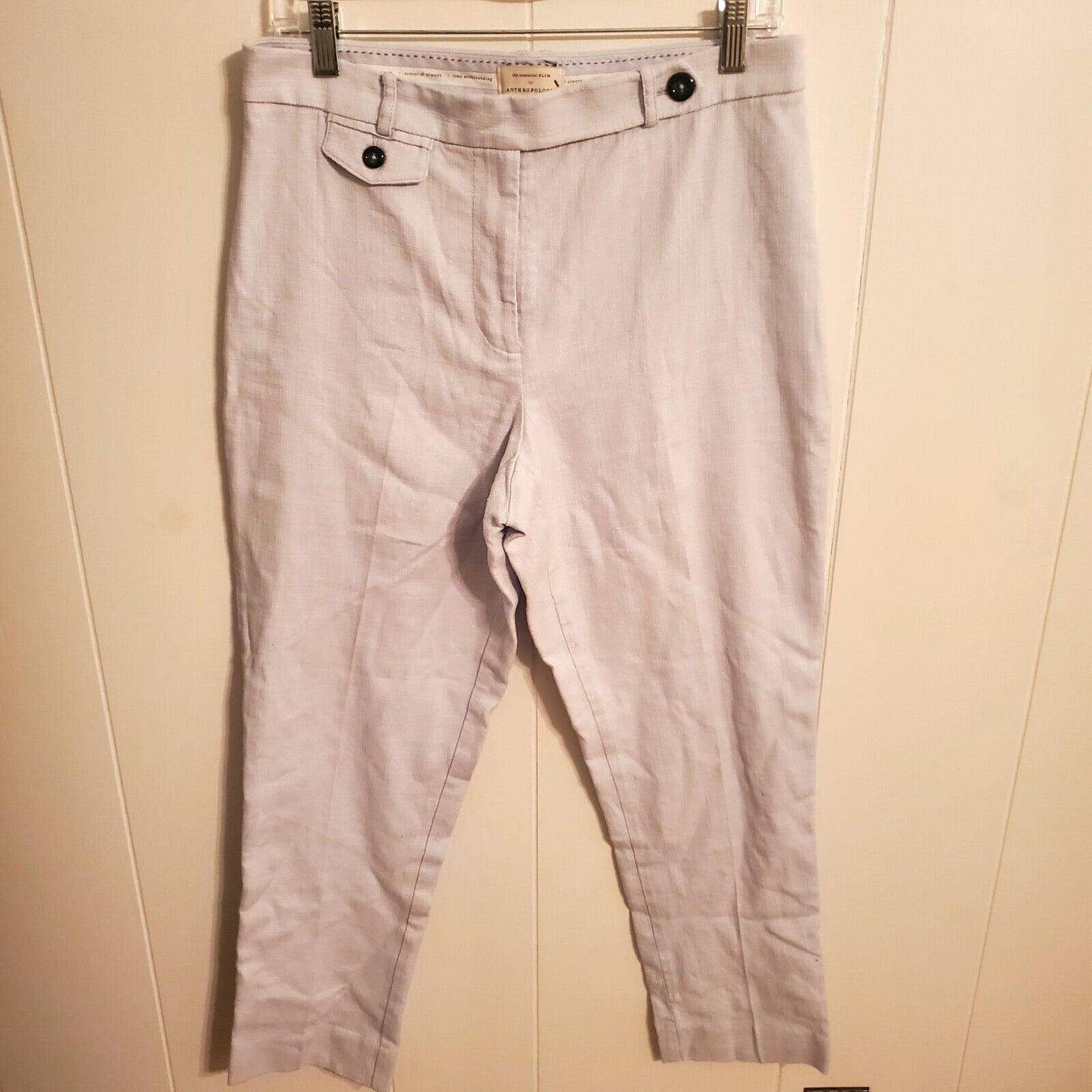 Anthropology The Essential Slim Pant Beige  Size 8 32" Waist 11" Rise 27" Inseam