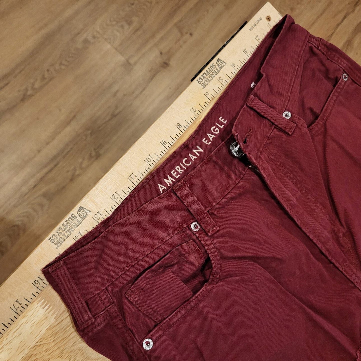 Maroon American Eagle Outfitters Mom Jeans Size 12 Short Distressed Knee Detail