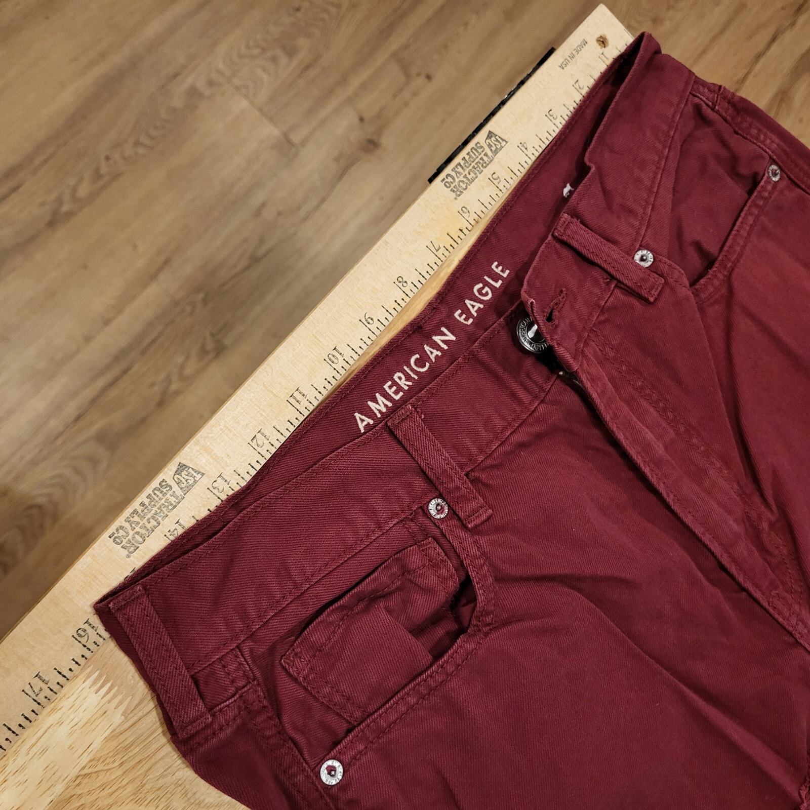 Maroon American Eagle Outfitters Mom Jeans Size 12 Short Distressed Knee Detail