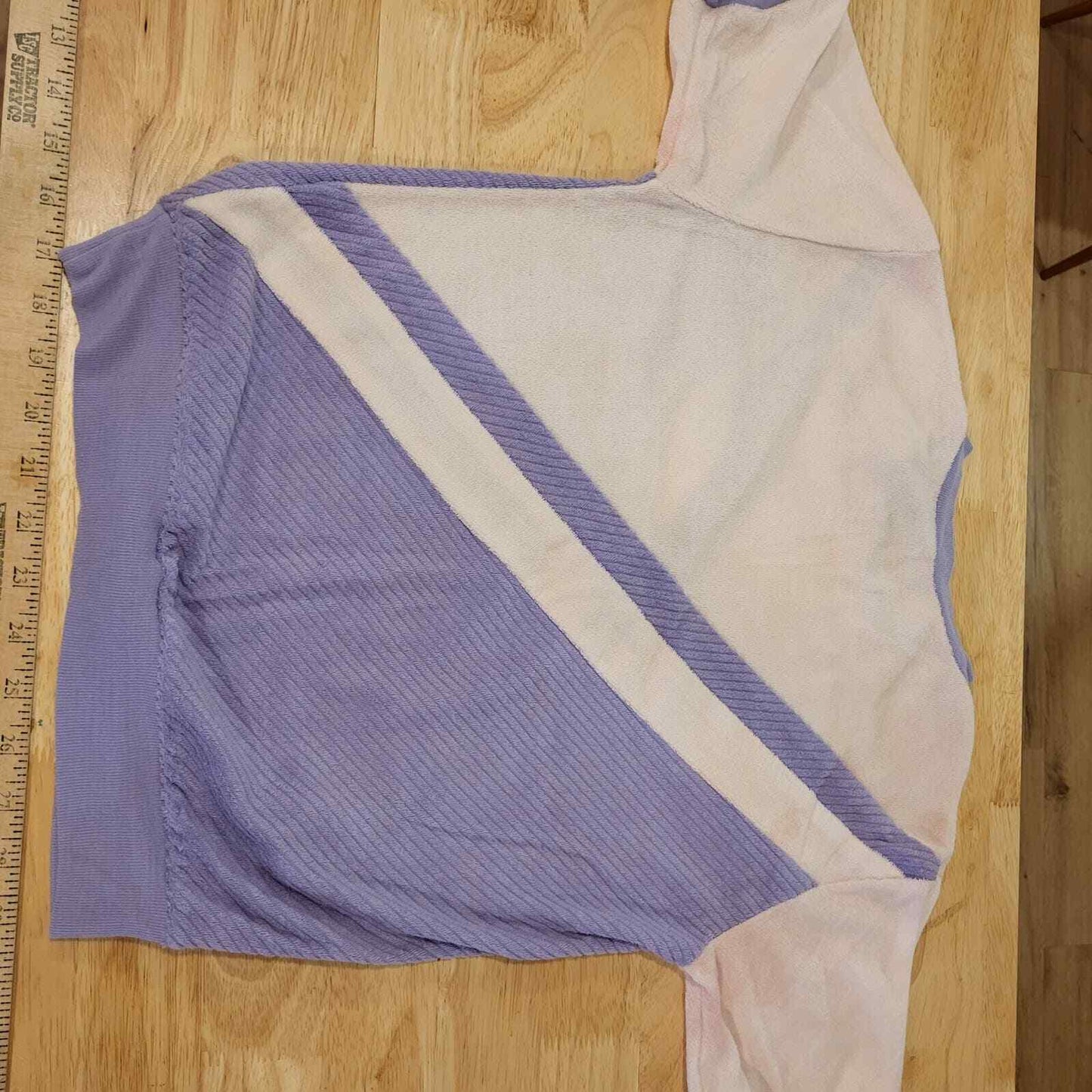 Purple and white geometric stripe vintage terry cloth elastic waist 17" pit2pit