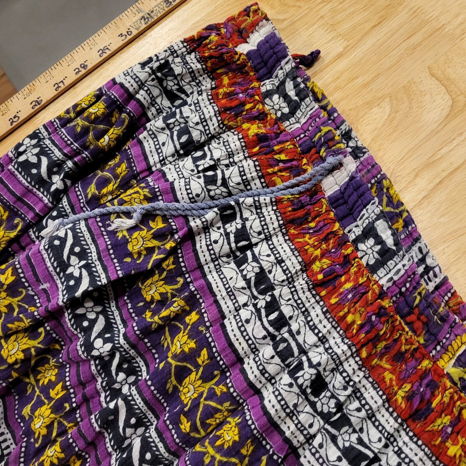 Lot of 2 Hippie Skirts Cotton Peasent Elastic Waist Long Bohemian Medium
