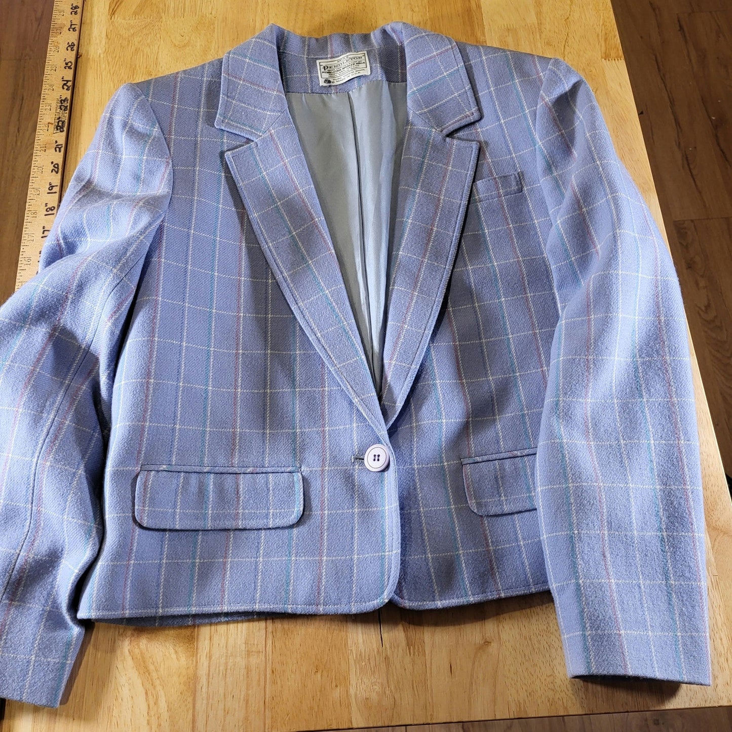Miss Pendleton Lavender Purple Made is U.S.A. Wool Plaid Coat Sz 12 