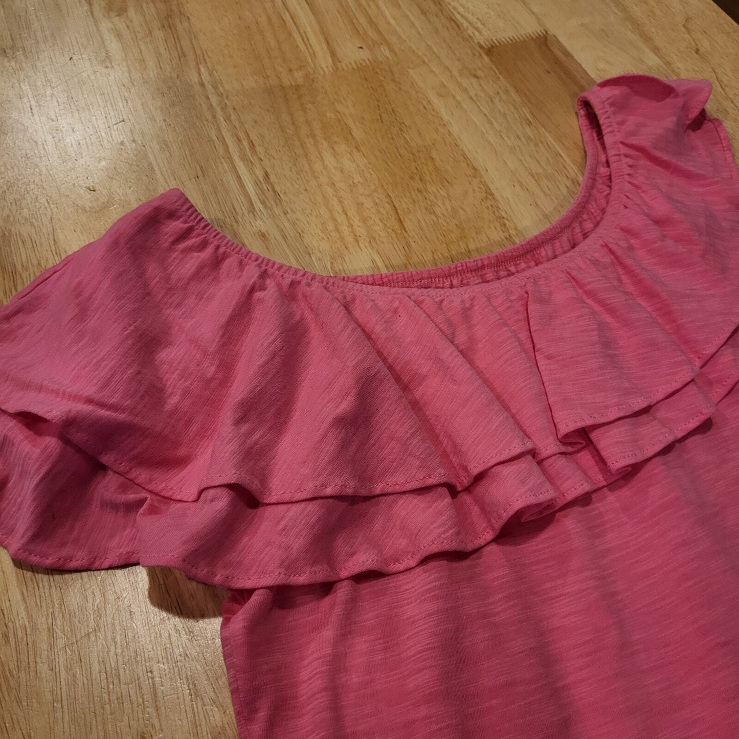 Lilly Pulitzer Pink Ruffle Off Shoulder Elasticated T-Shirt Small