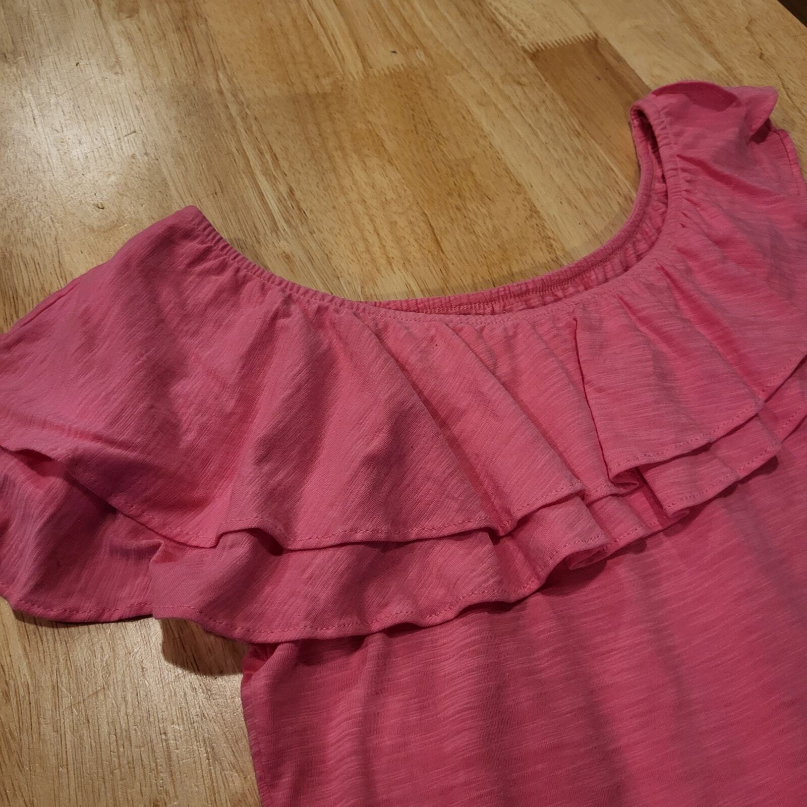 Lilly Pulitzer Pink Ruffle Off Shoulder Elasticated T-Shirt Small