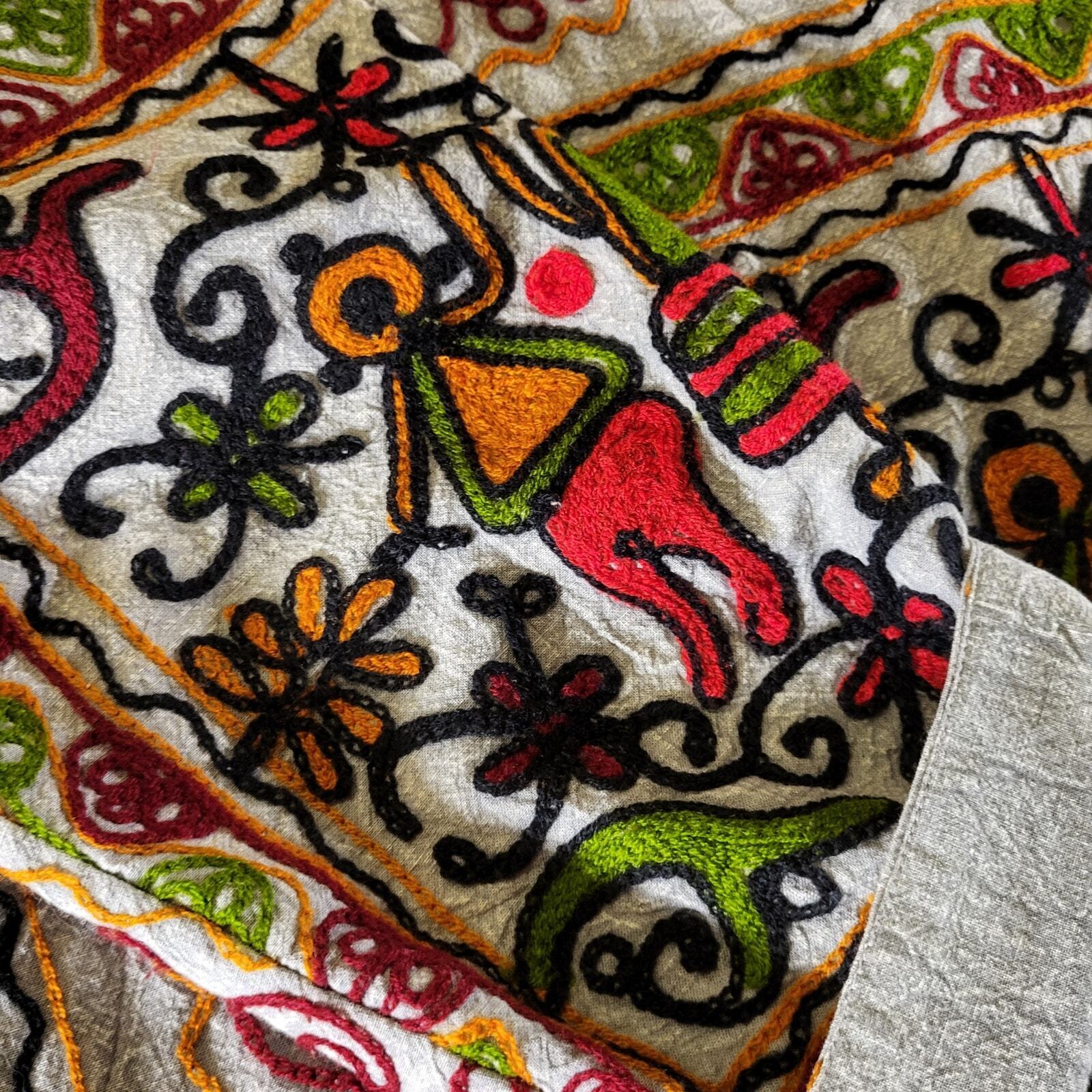 100% Cotton Made in India Hand Embroidered pockets a buttons 22" P2P 27" Long