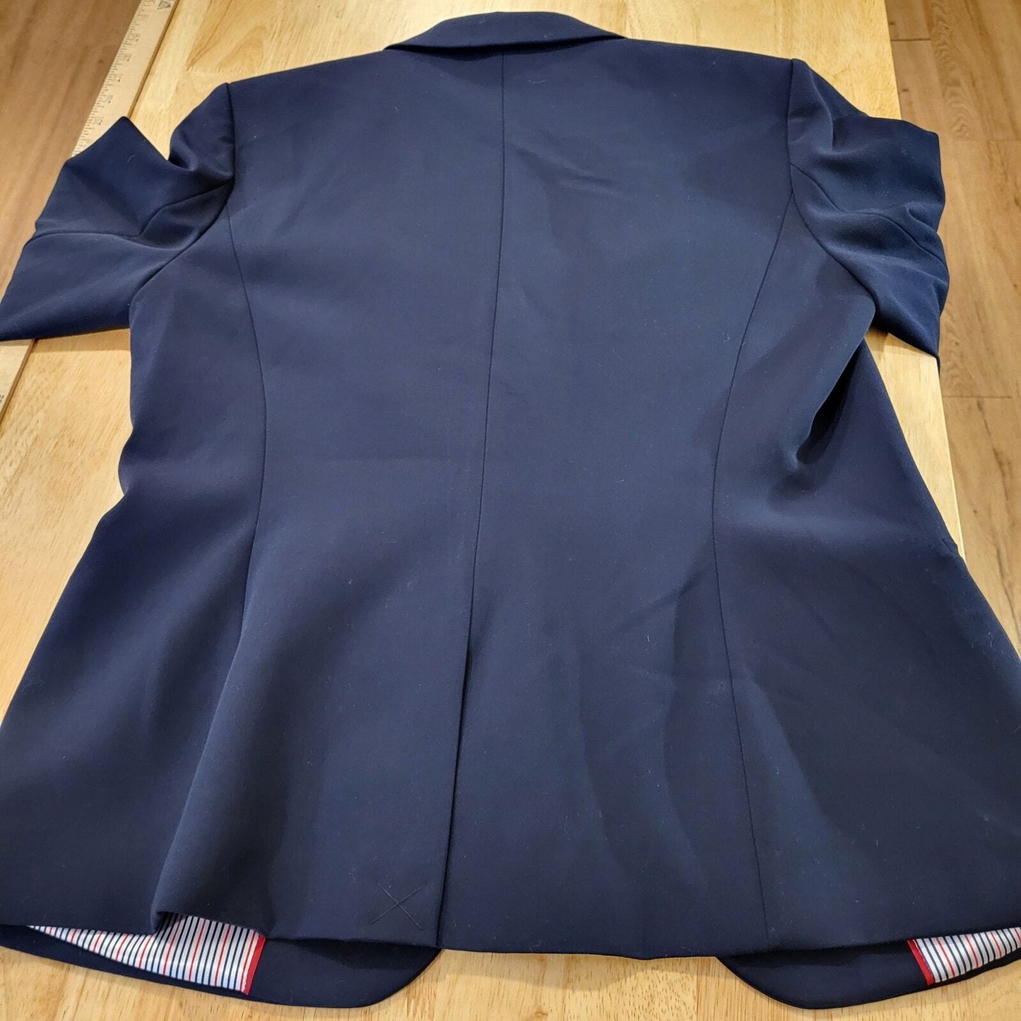 Tommy Hilfiger Size 10 Blue Blazer Satin Striped Lined Button & Gold Detail