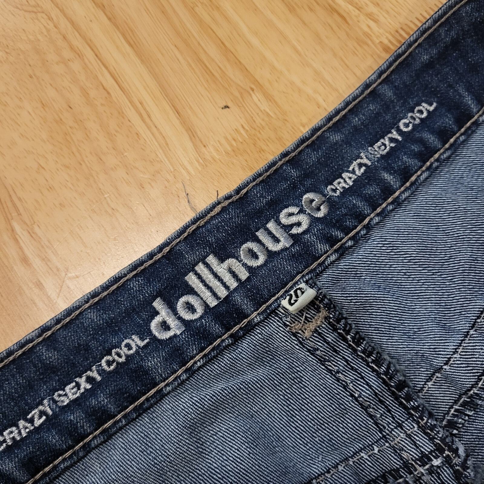 Vintage Dollhouse Jeans 40" Waist Ripped Crotch Damaged Y2K Craft