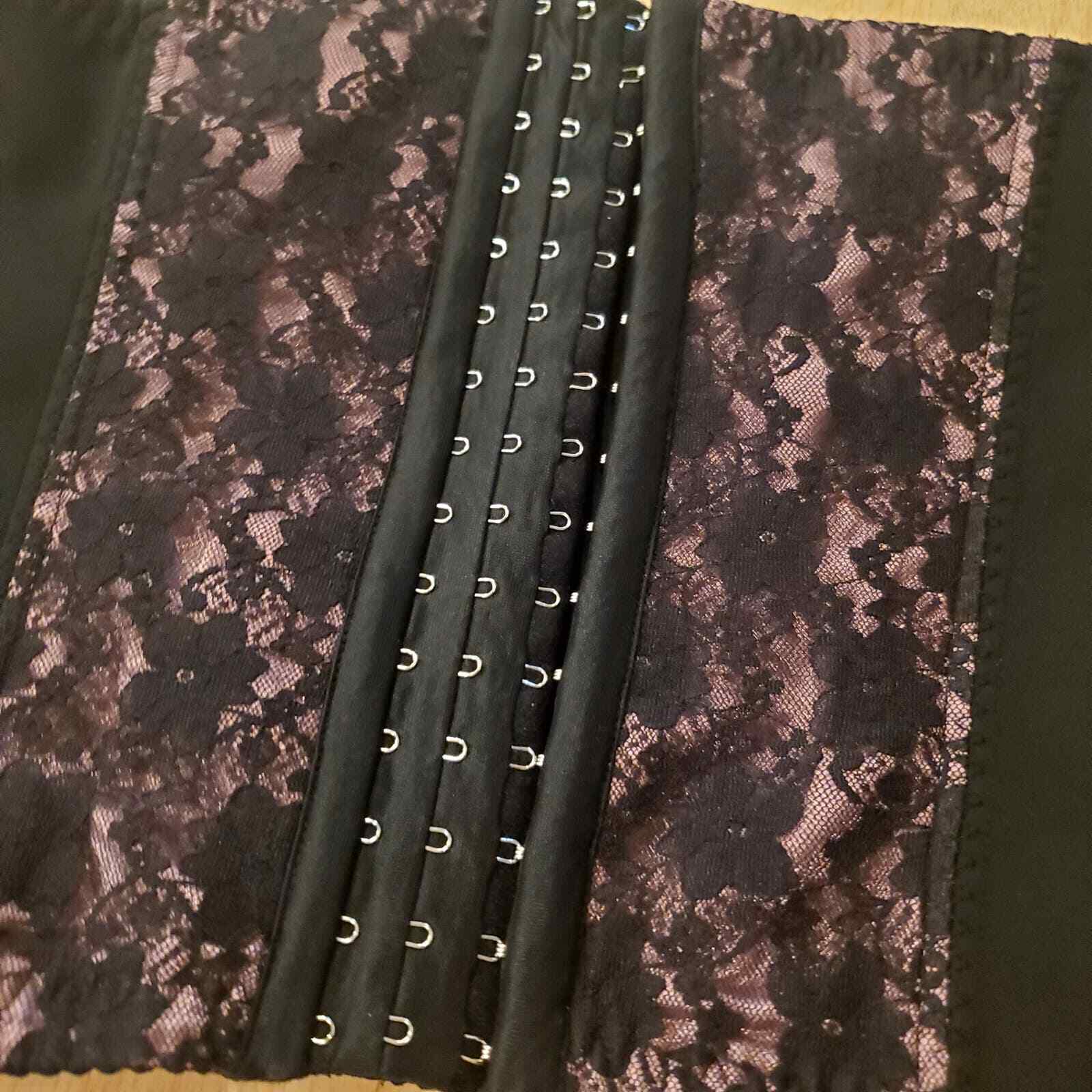 Ilanni Waist Trainer Black with Pink and Lace Detail Medium 28" Waist Streatch