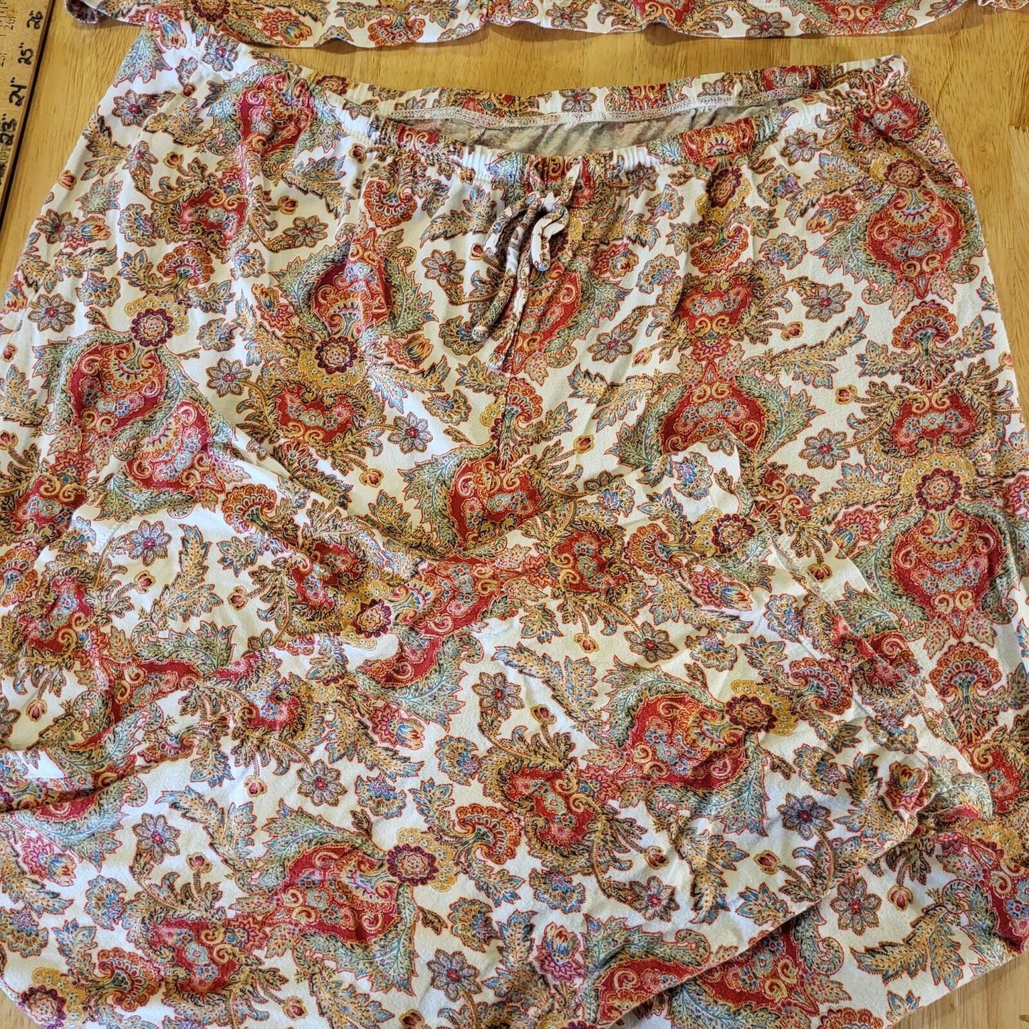 Ralph Lauren Paisley Light Weight Flannel Pajama Set Cotton Button Collared XL