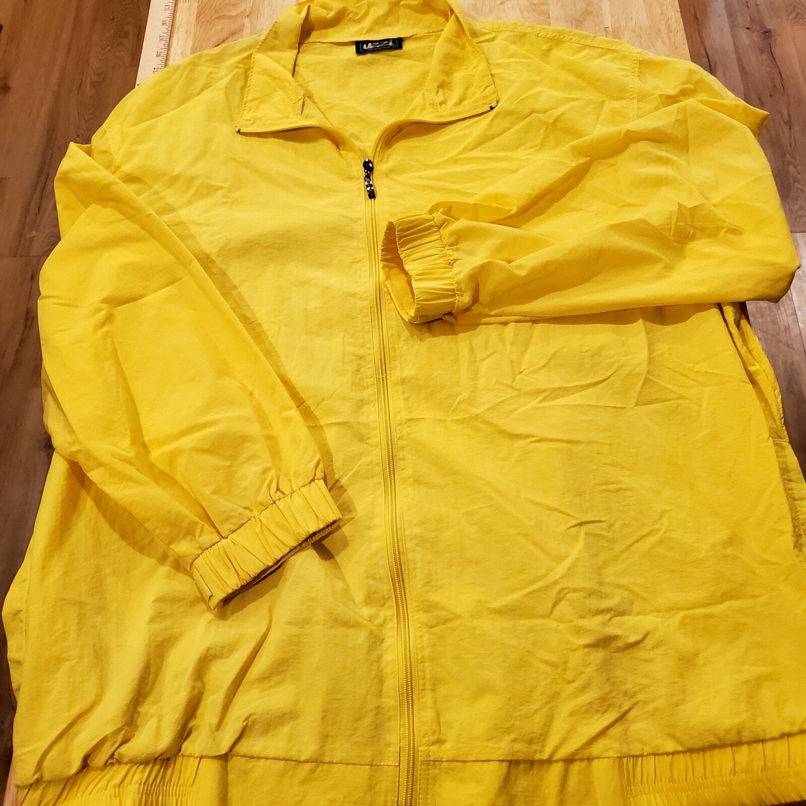 Uzzi Amphibious Yellow Vintage Wind Breaker 27" P2P 30" Long Full Zip Elastic