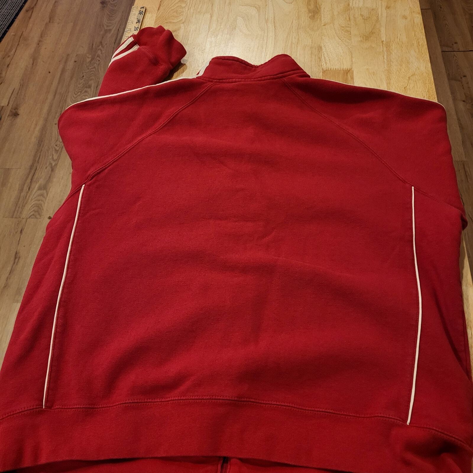 Red Strong and Free Full Zip Canada Sweatshirt Stripe Sleeves XL 25" P2P