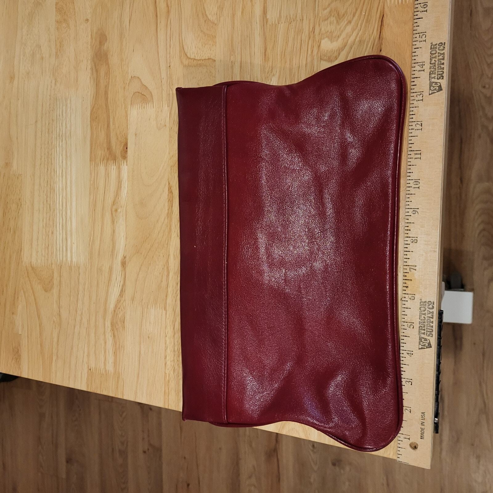 Vintage Burgandy Snake Leather Envelope Clutch Bag Silver Magnetic Bronz Stripe