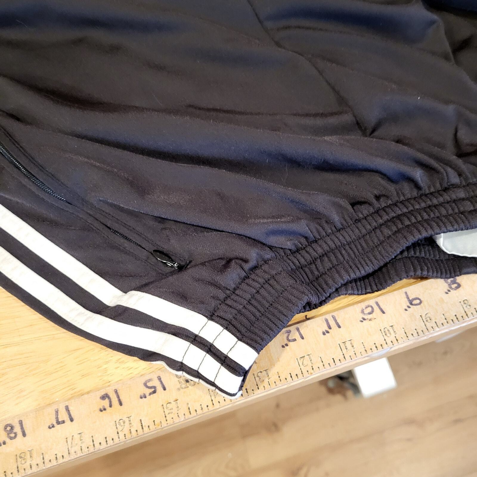 Adidas Extra Large Black Break Away Track Pants Elastic Waist Snap Stripe white