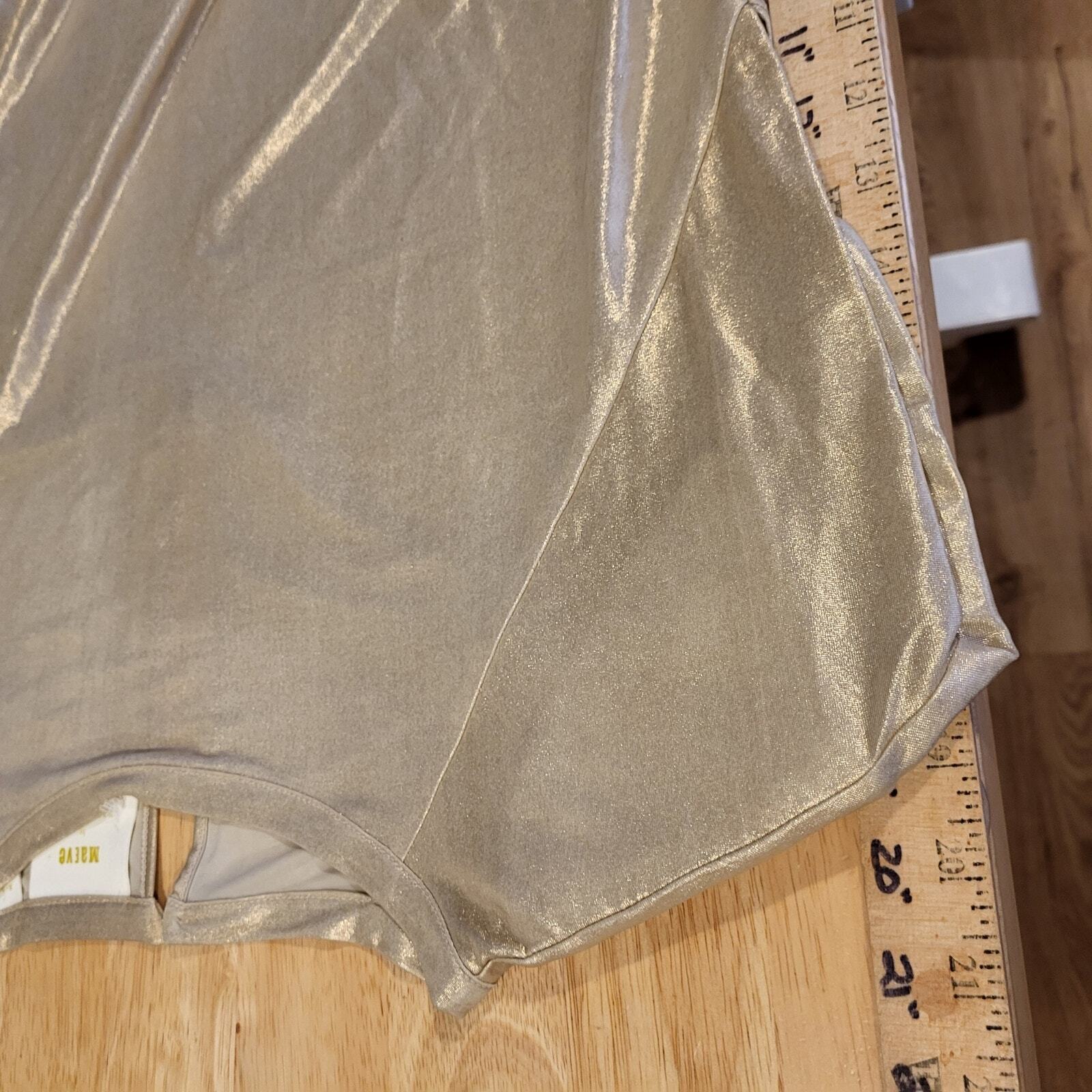 Anthropologie Maeve Gold Shiny shimmery batwing Blouse XS 19" P2P doleman sleeve