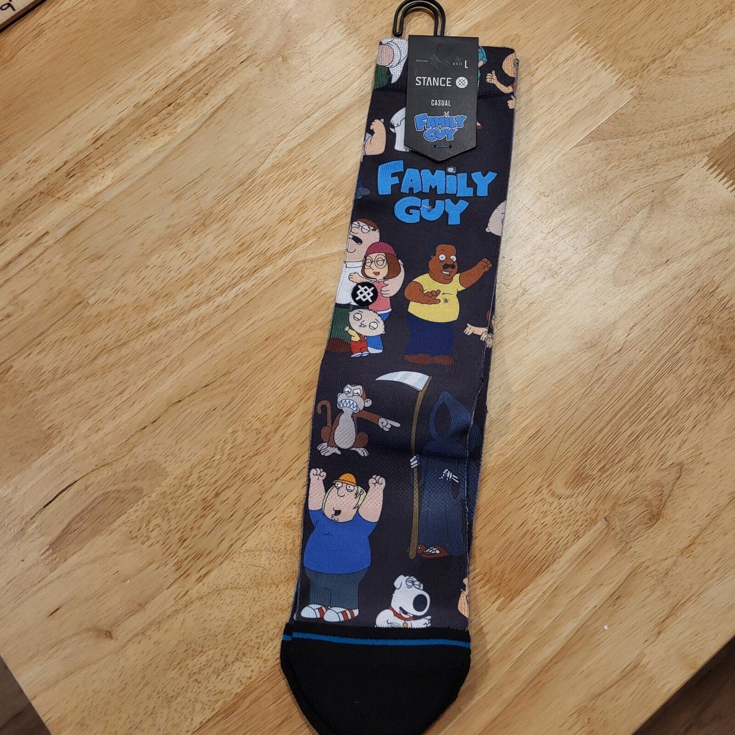 NWT Stance Family Guy Socks Black Background Large Cotton Blend Crew