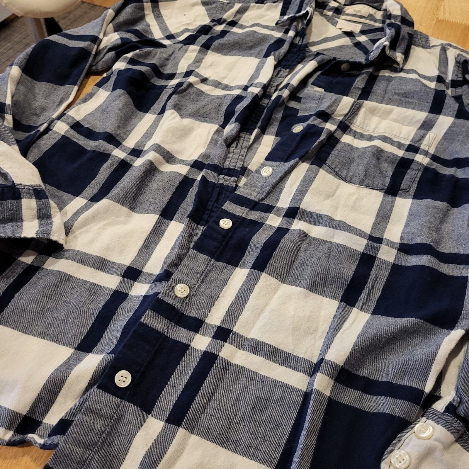 J. Crew Boy Fit Blue & White Flannel 19" P2P 23" Long Small