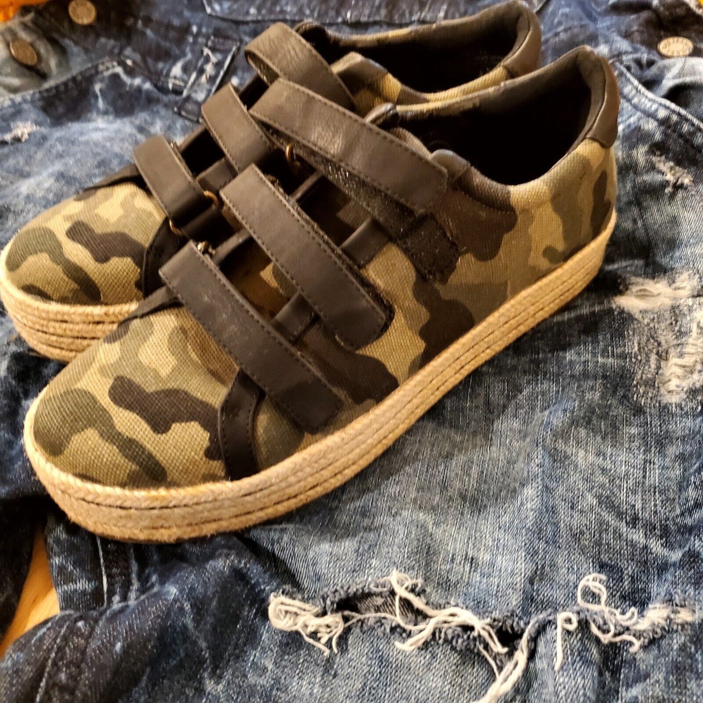 Mix No.6 Platform Camouflage 3 Hook & Loop Strap Espadrille 9.5