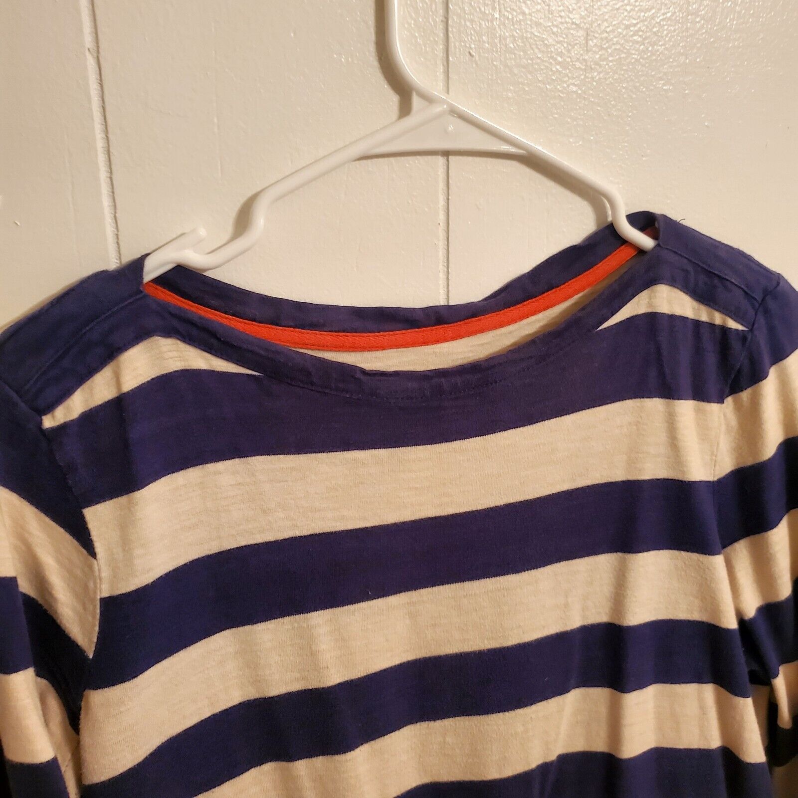 Merona Blue Striped Knit Mini Dress Adjustable Waist 3/4 Sleeve