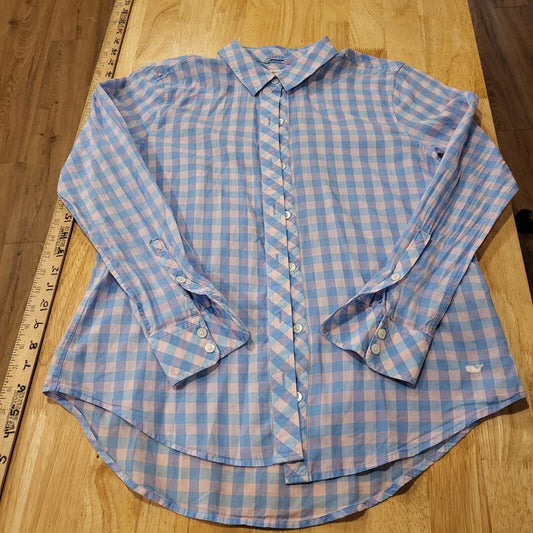 Vineyard Vines Pink & Blue Gingham Collared Button Down Size 4 Long Sleeve
