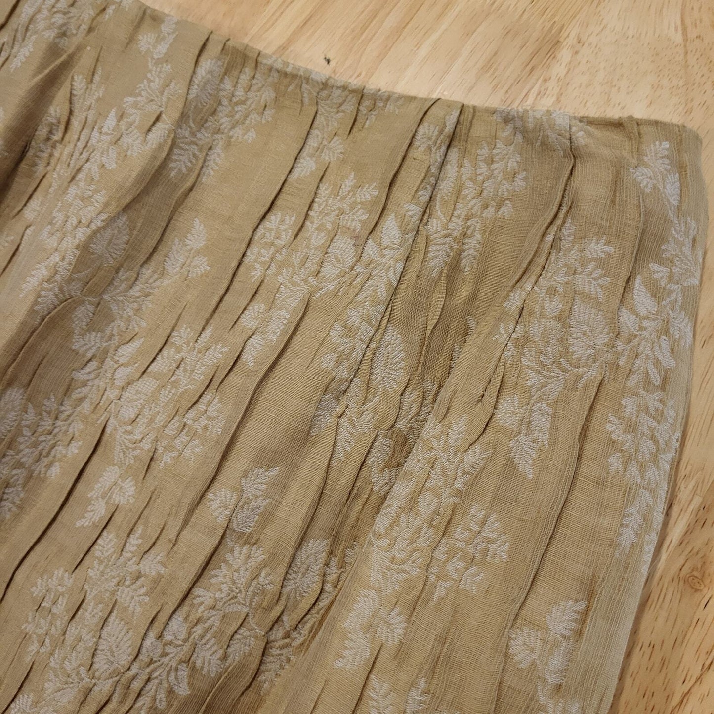 Doncaster Linen Blend  Botanical Detail Pencil Skirt Italian Back Slit 10 30" W