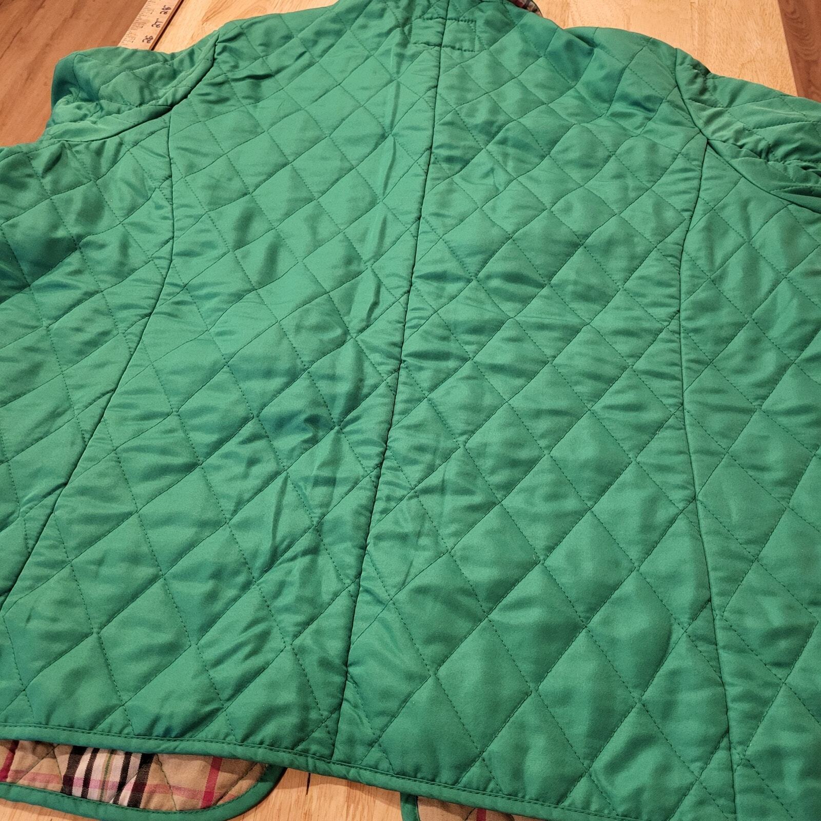 Selena Sport Green Quilted Jacket Plaid Tartin Lined Pockets XL