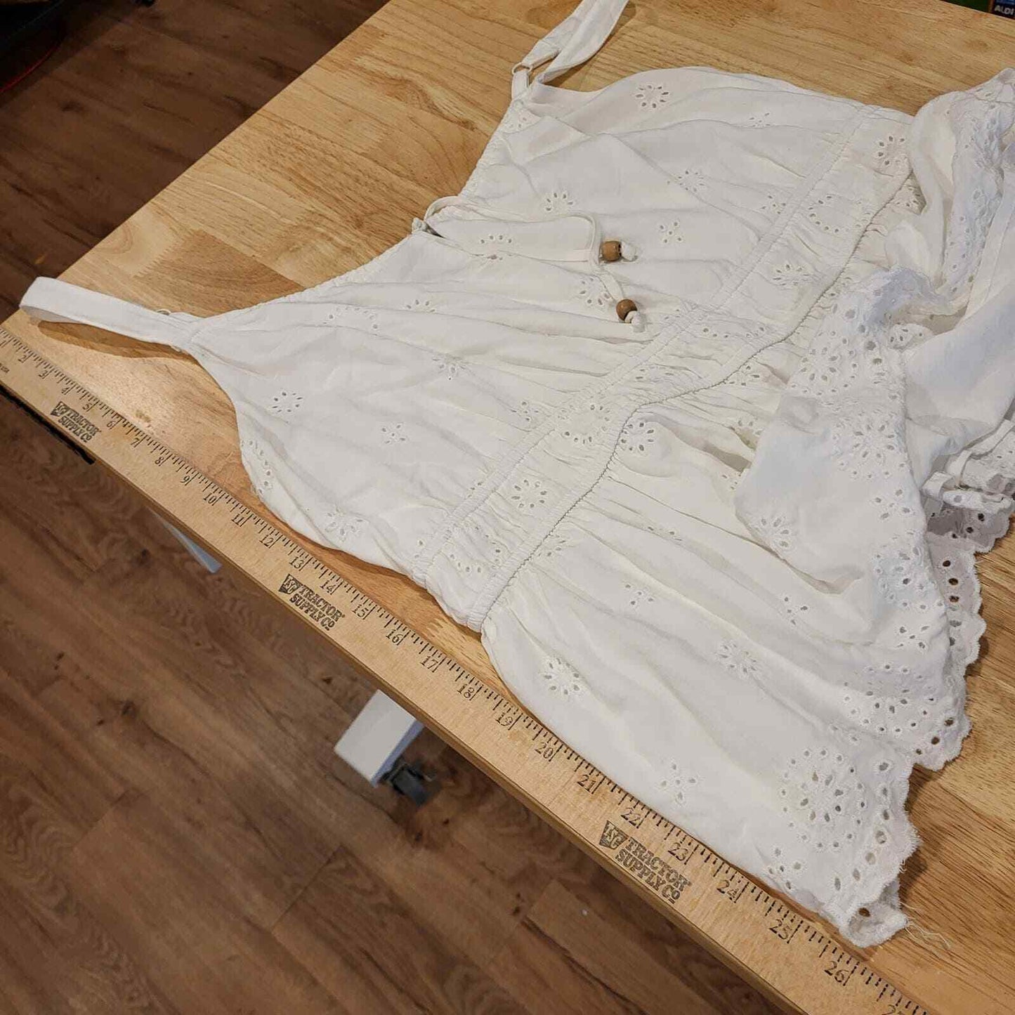 White eyelet gathered waist Torrid tank Jersey material adjustable straps Large