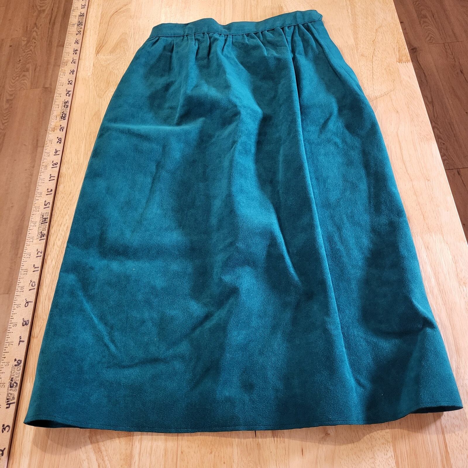 Vintage Suede Pencil Skirt Turquoise 24" Waist 27" Long
