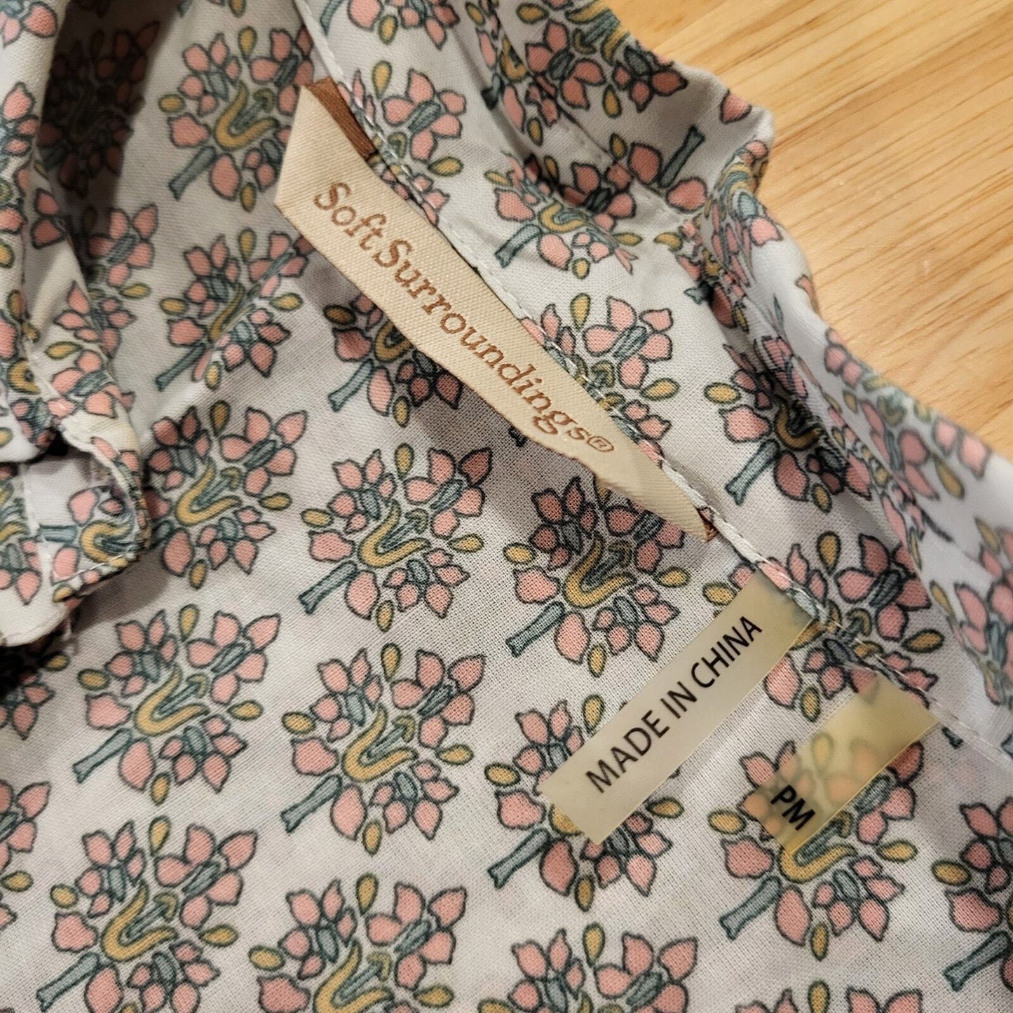 Soft Surroundings Voile Tabitha Tunic Blouse Paisley Petite Medium Collared