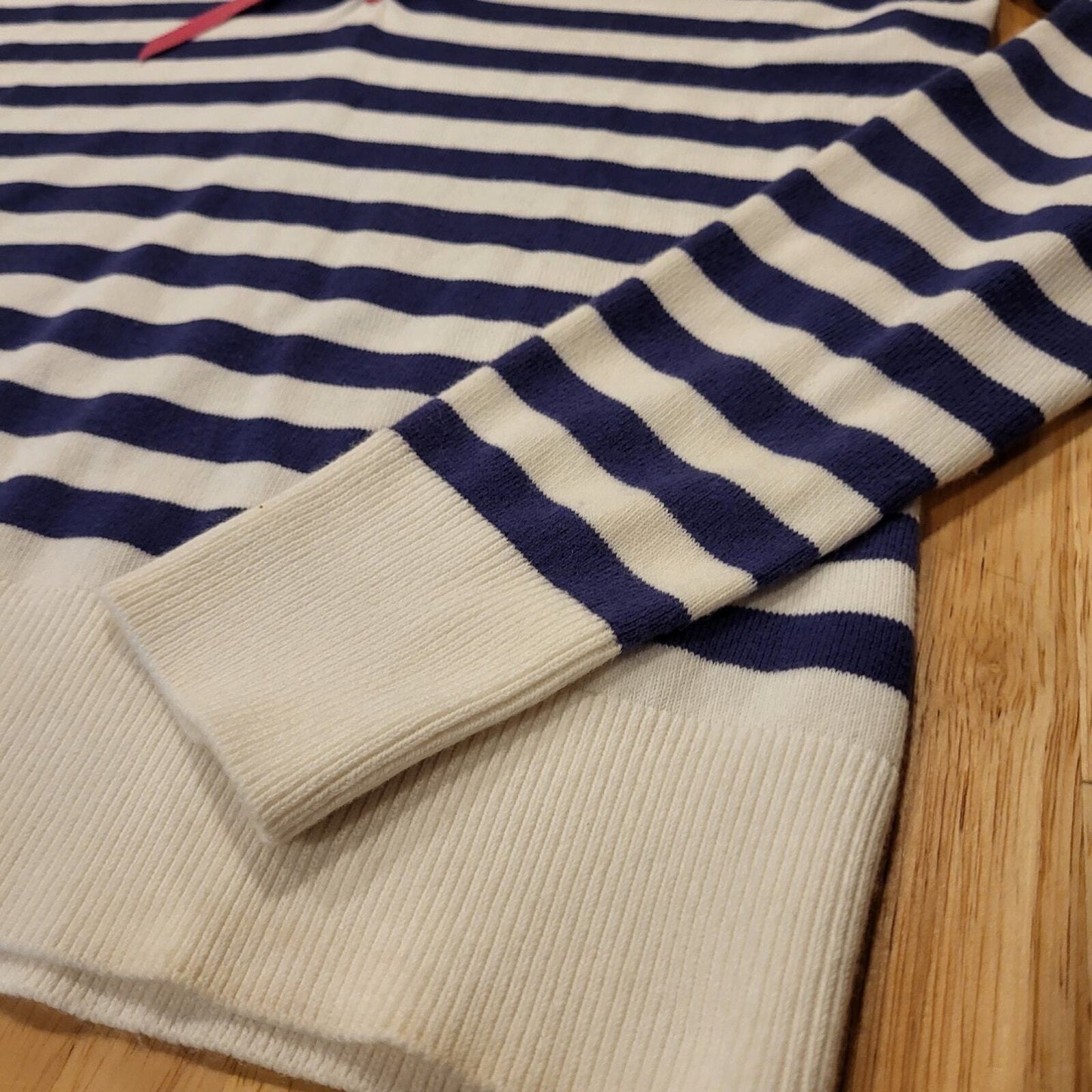 Lilly Pulitzer Blue Pink & White V Neck Long Sleeve Striped Sweater Bow XS