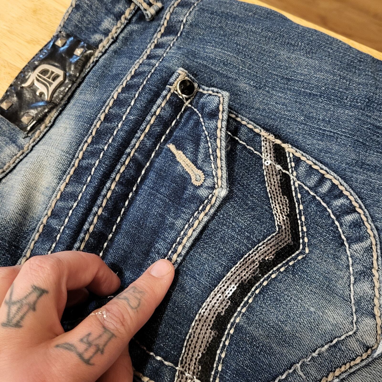 Vintage Dollhouse Jeans 40" Waist Ripped Crotch Damaged Y2K Craft