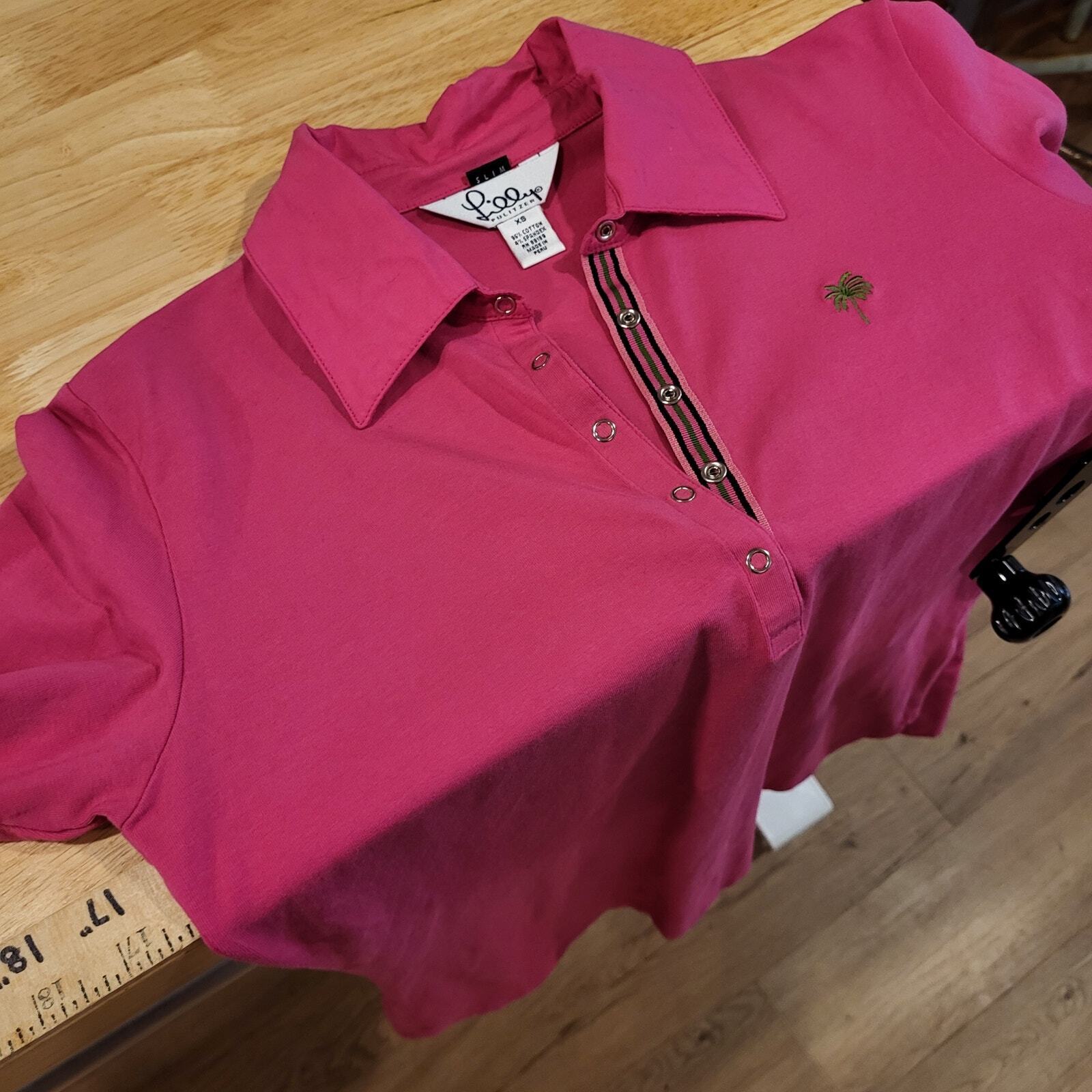 Lilly Pulitzer Pink Long Sleeve Golf Polo contrast detail small