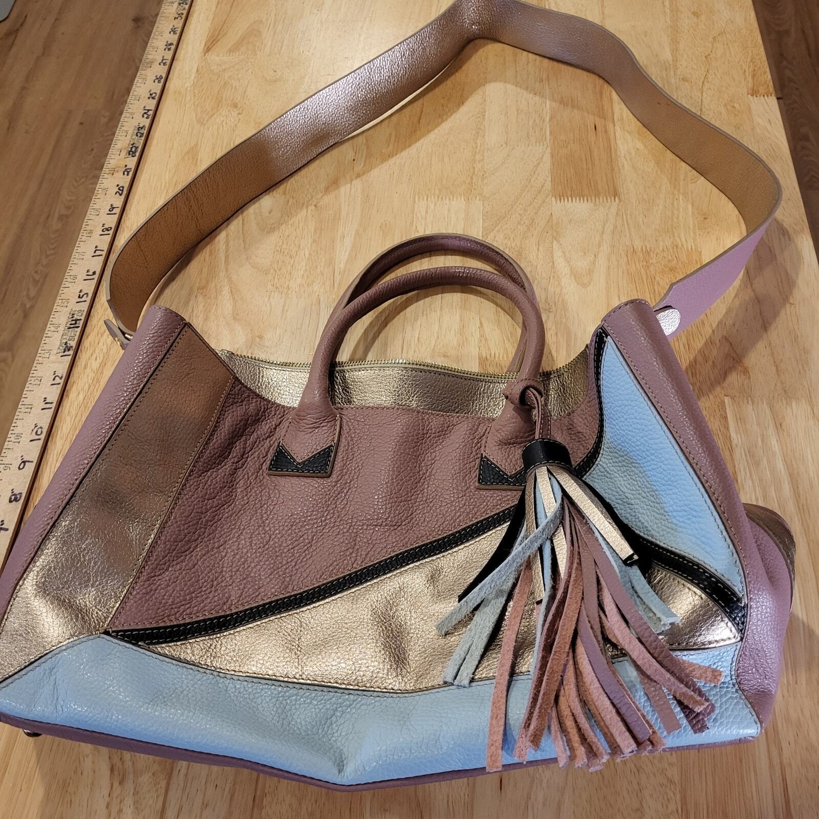New! Vittoria Napoli Made in Italy Genuine Leather Pastel Metallic Shoulder 