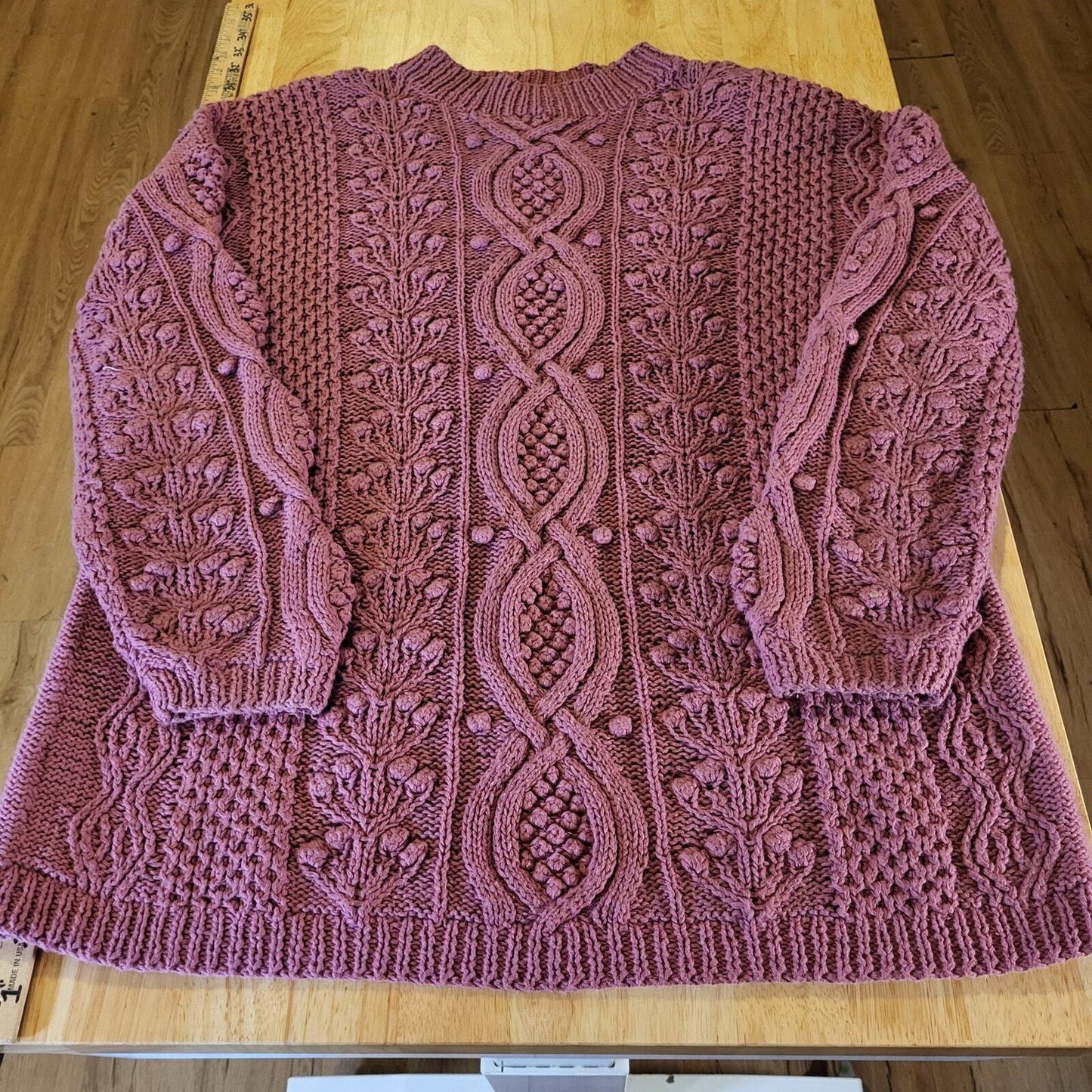 Vintage Express Tricot Handknit 55% Ramie 45% Cotton Pink Oversized Shoulder Pad