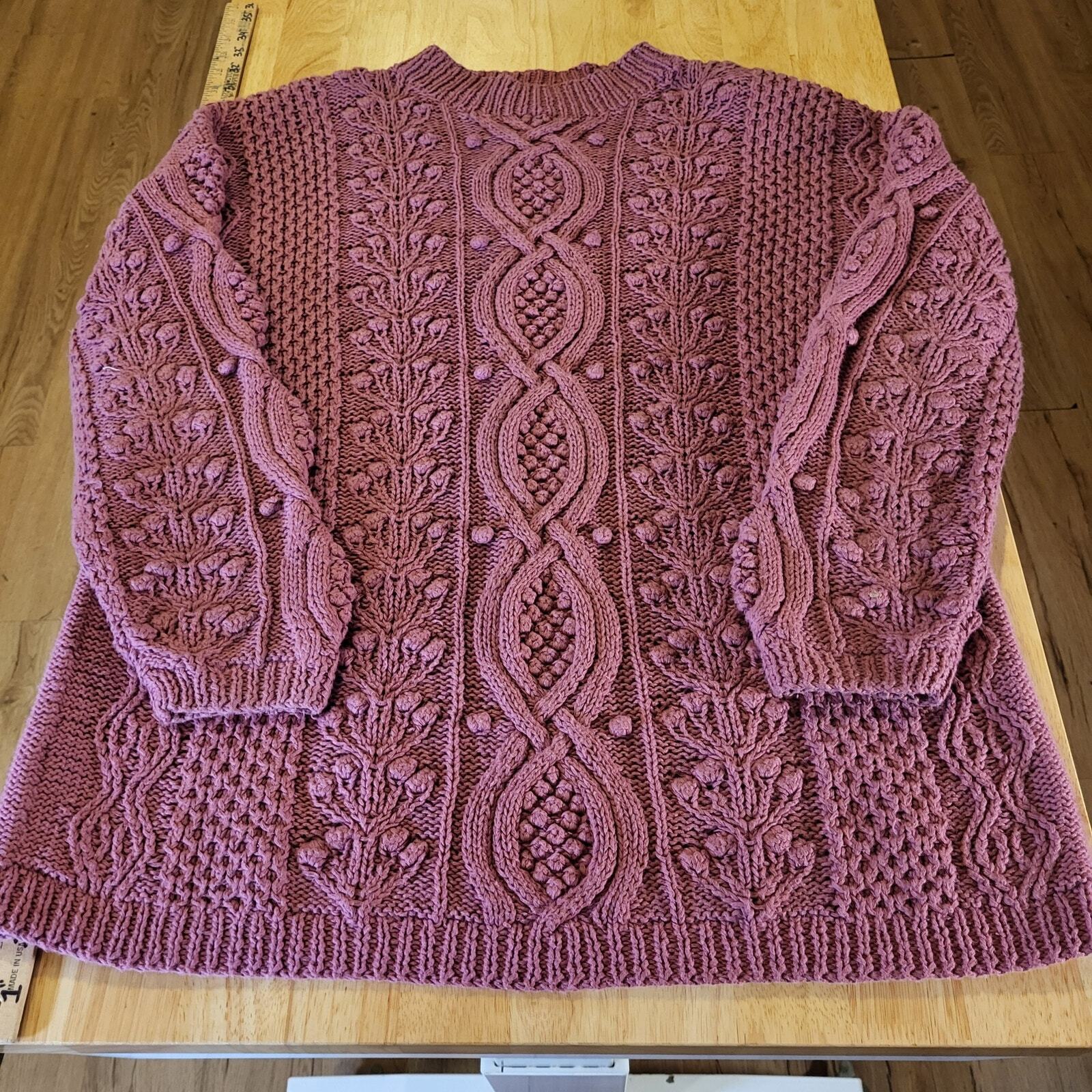 Vintage Express Tricot Handknit 55% Ramie 45% Cotton Pink Oversized Shoulder Pad