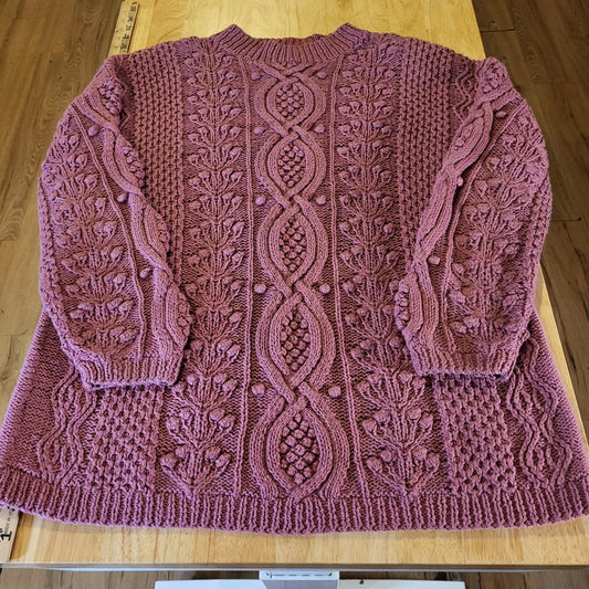 Vintage Express Tricot Handknit 55% Ramie 45% Cotton Pink Oversized Shoulder Pad