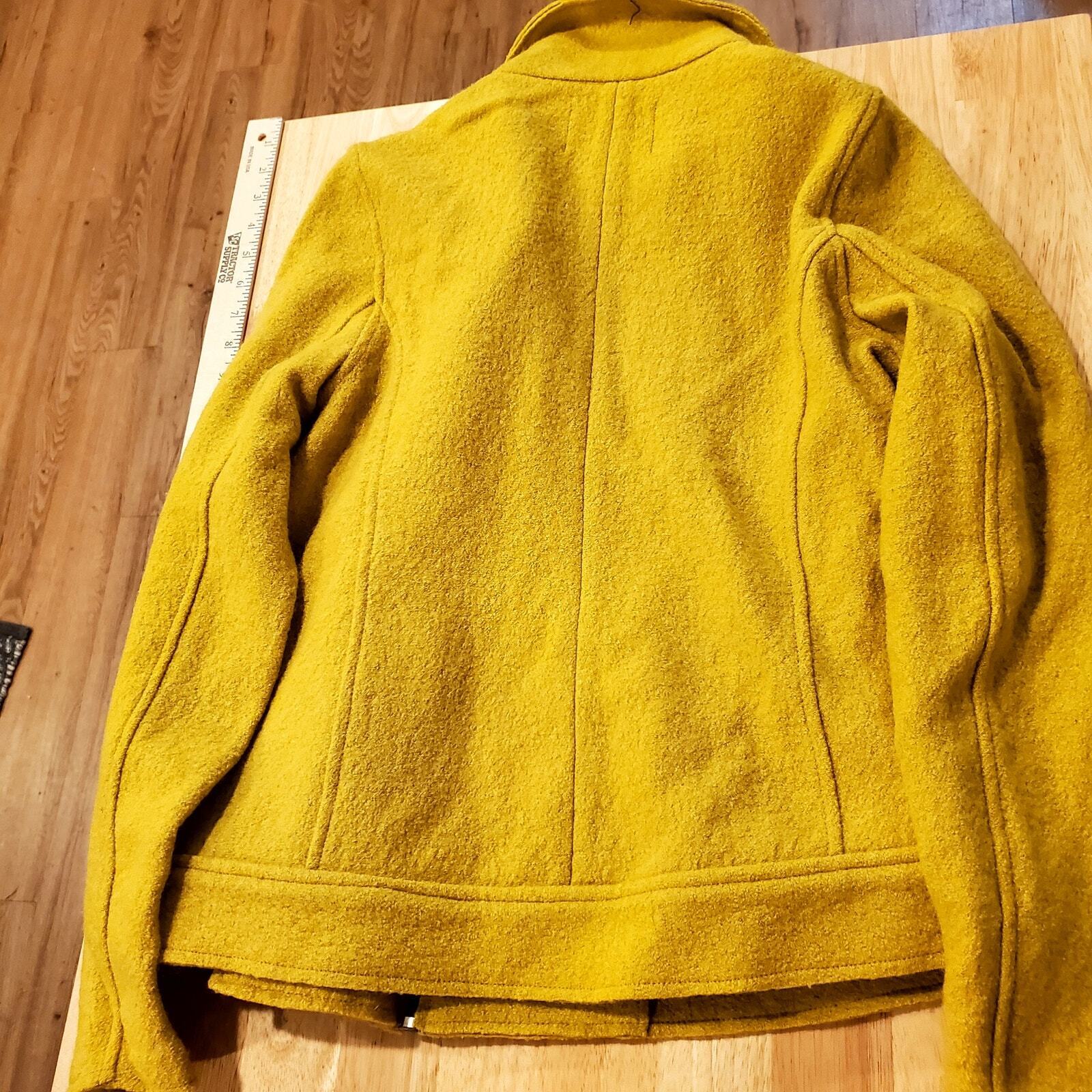 Tahari Lime Green Motorcycle Jacket M Felted Blend Zip Detail 