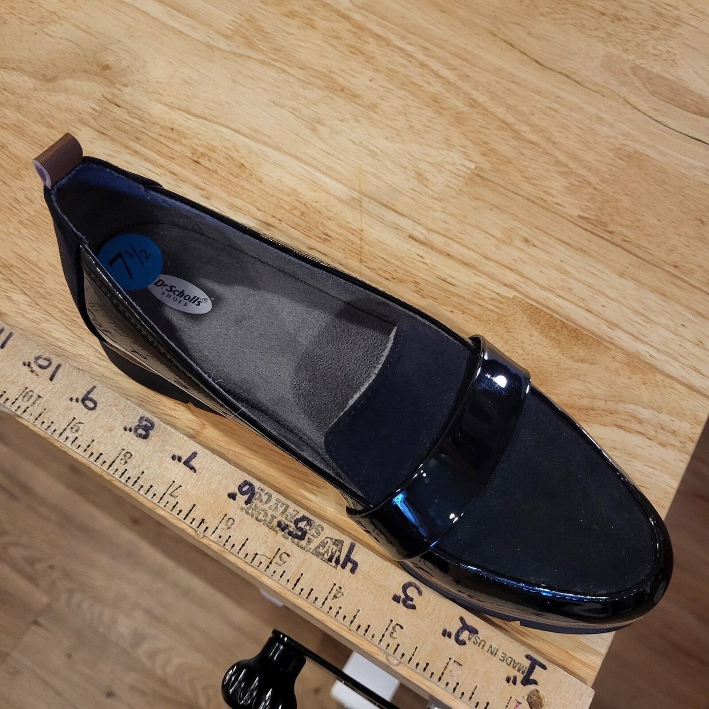 Dr. Scholl's Suede Patten Leather Size 7.5 Black Comfort  