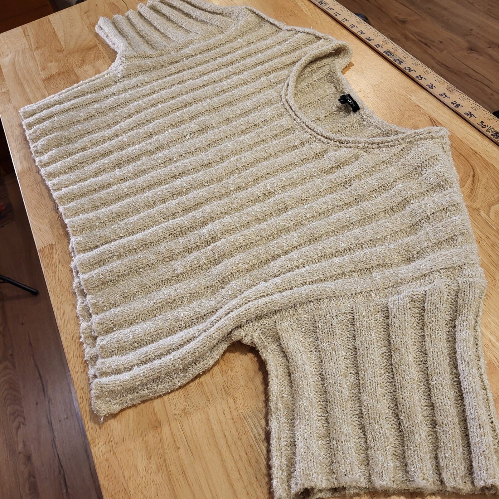 Beige Slouchy Boxy Knit Paper Moon Cropped Sweater Ballet Core Small 25" P2P
