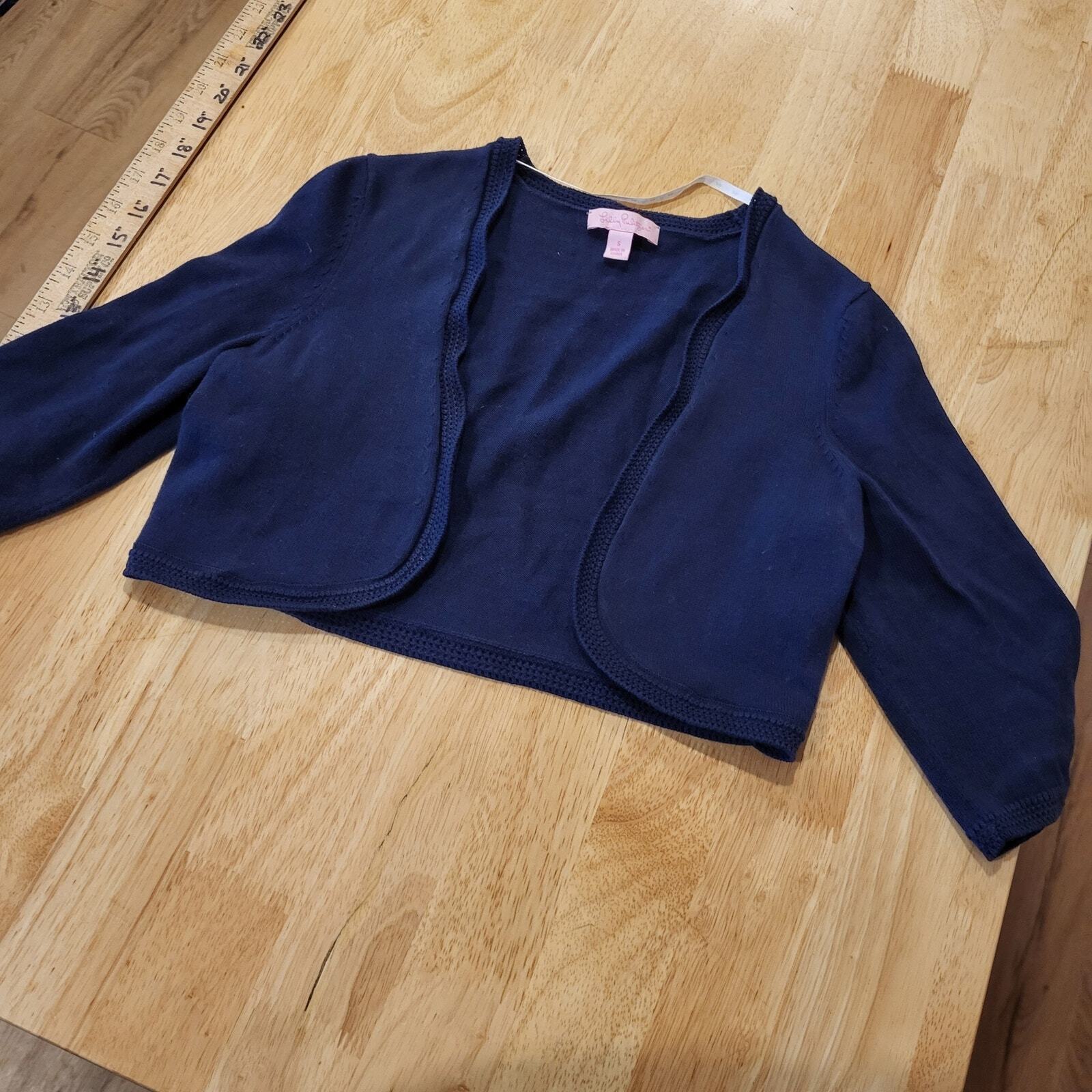 Navy blue small Lilly Pulitzer Bolero sweater 100% Cotton knit 