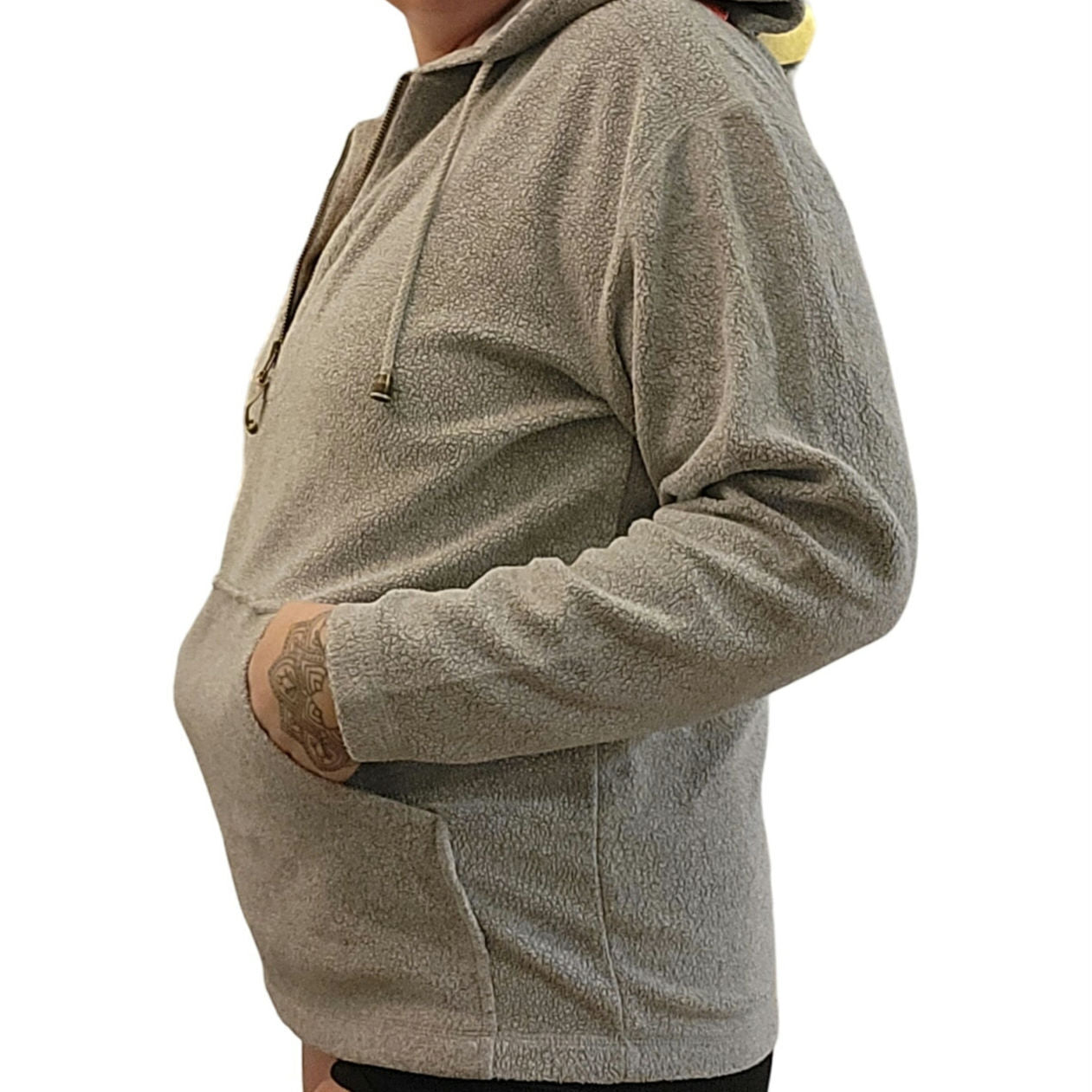 Heather Gray St. John's Bay Cotton Blend 1/4 Zip Hoodie Pocket Small 22" P2P