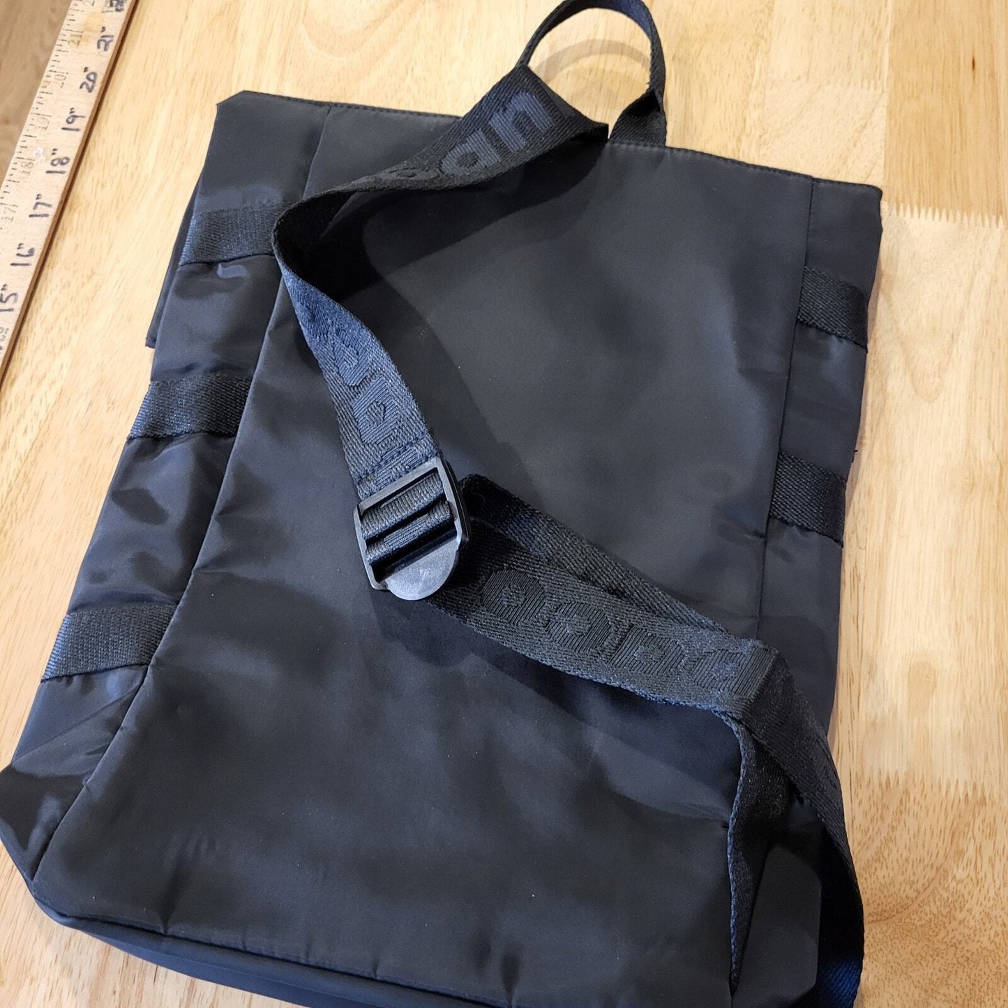 Paco Rabanne Black Padded Bag Metal Clasp Nylon Straps  Very Clean 15"x12"