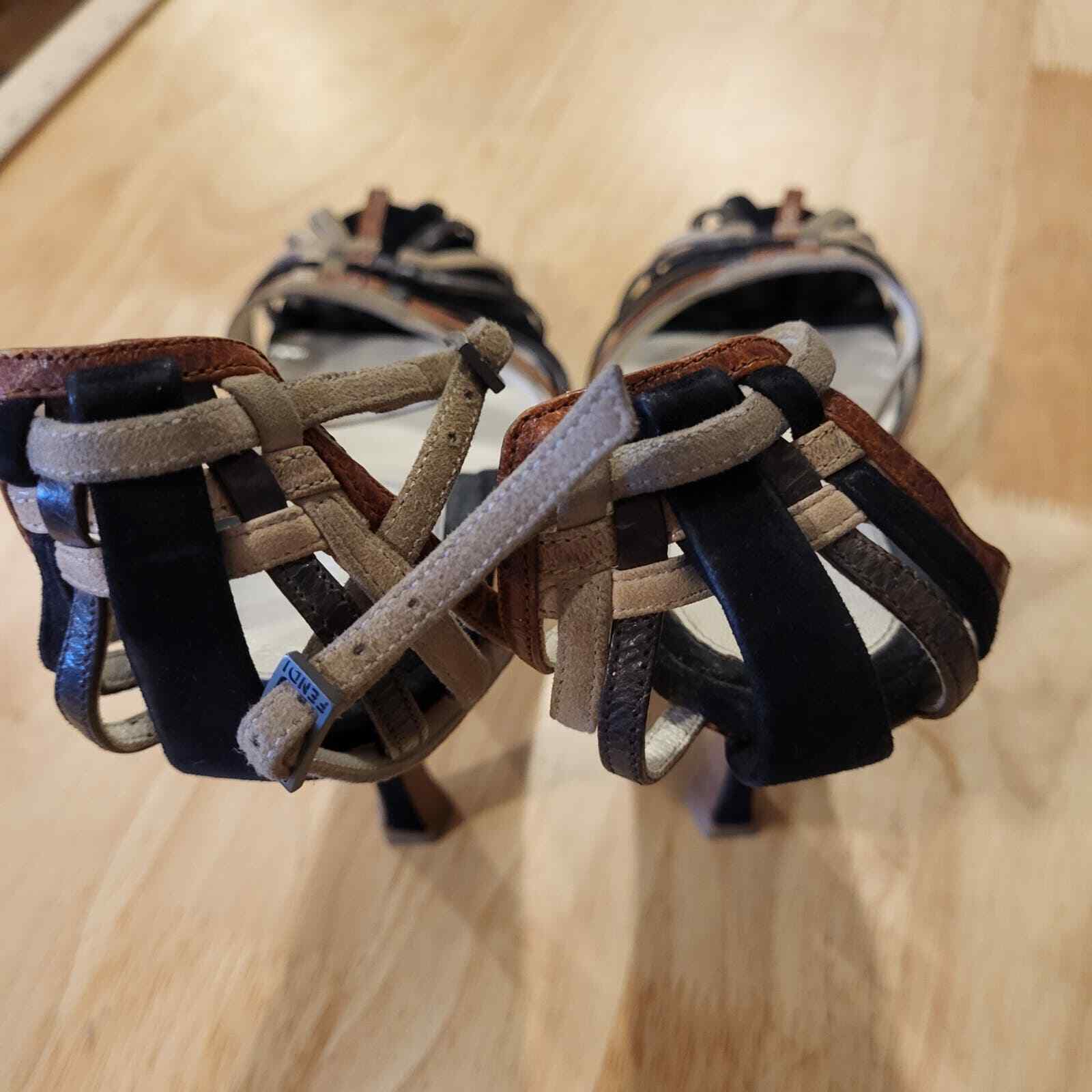 Strappy Leather Multi-color Fendi Stilletto Heals 41 Ankle Strap 