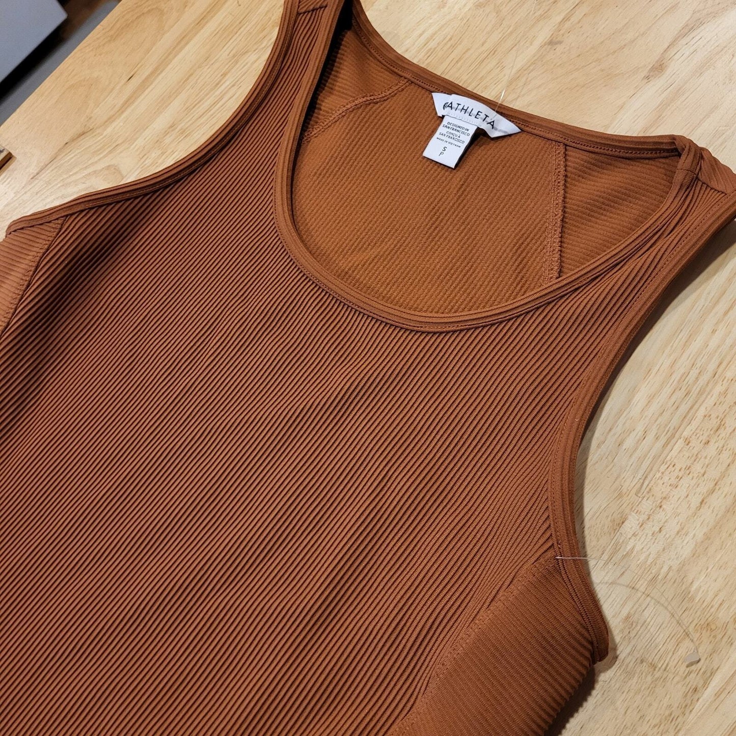Brown Rust Ribbed Athleta Tank Dress Small 16" P2P 40" Long