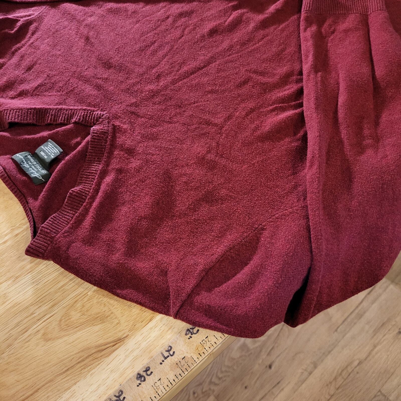 Eddie Bauer Cotton Cashmere Made in USA TXL V-neck Sweater Burgundy Maroon
